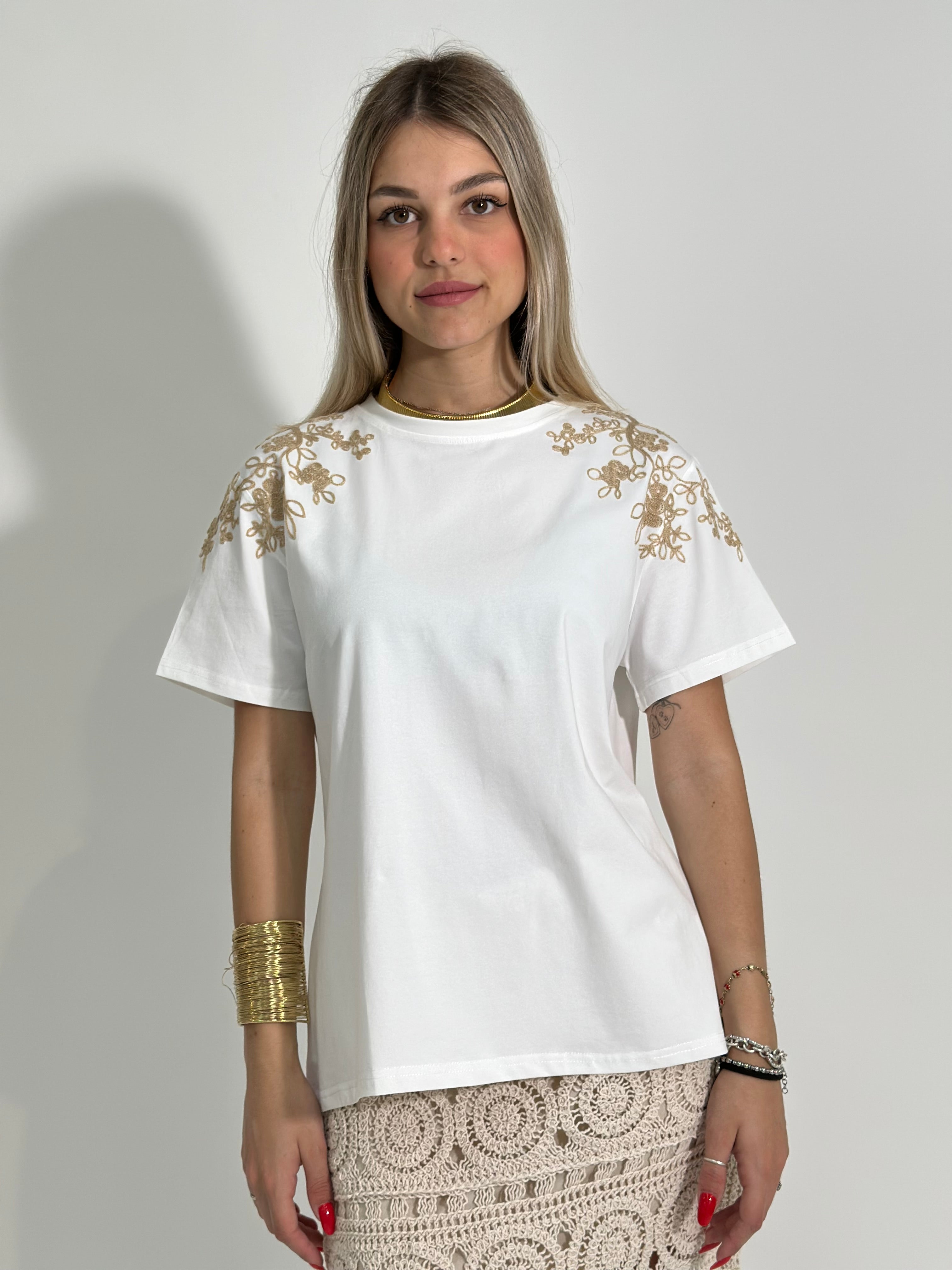 T-shirt ricamo J68 BIANCO