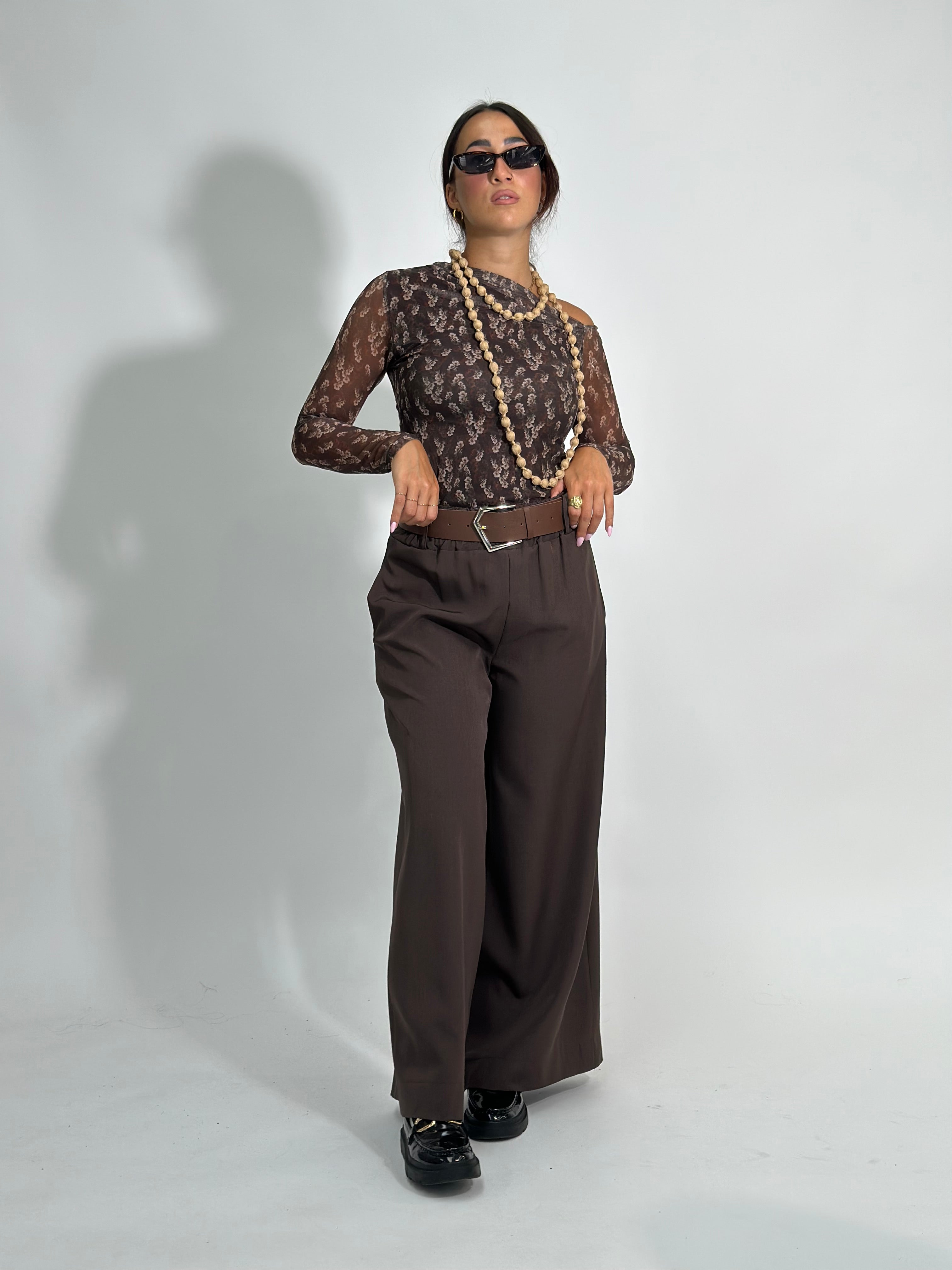 Pantalone cintura P18786 MARRONE