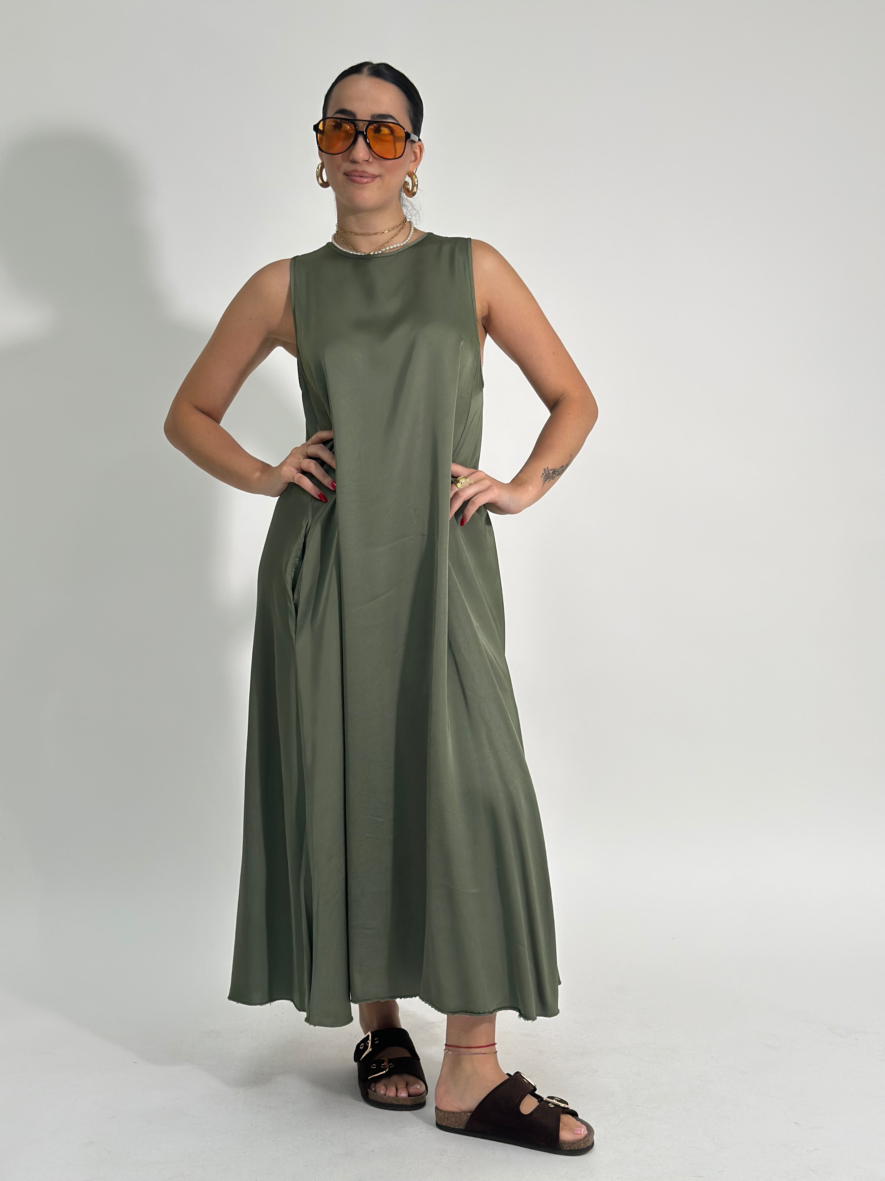Abito satin 9438 VERDE