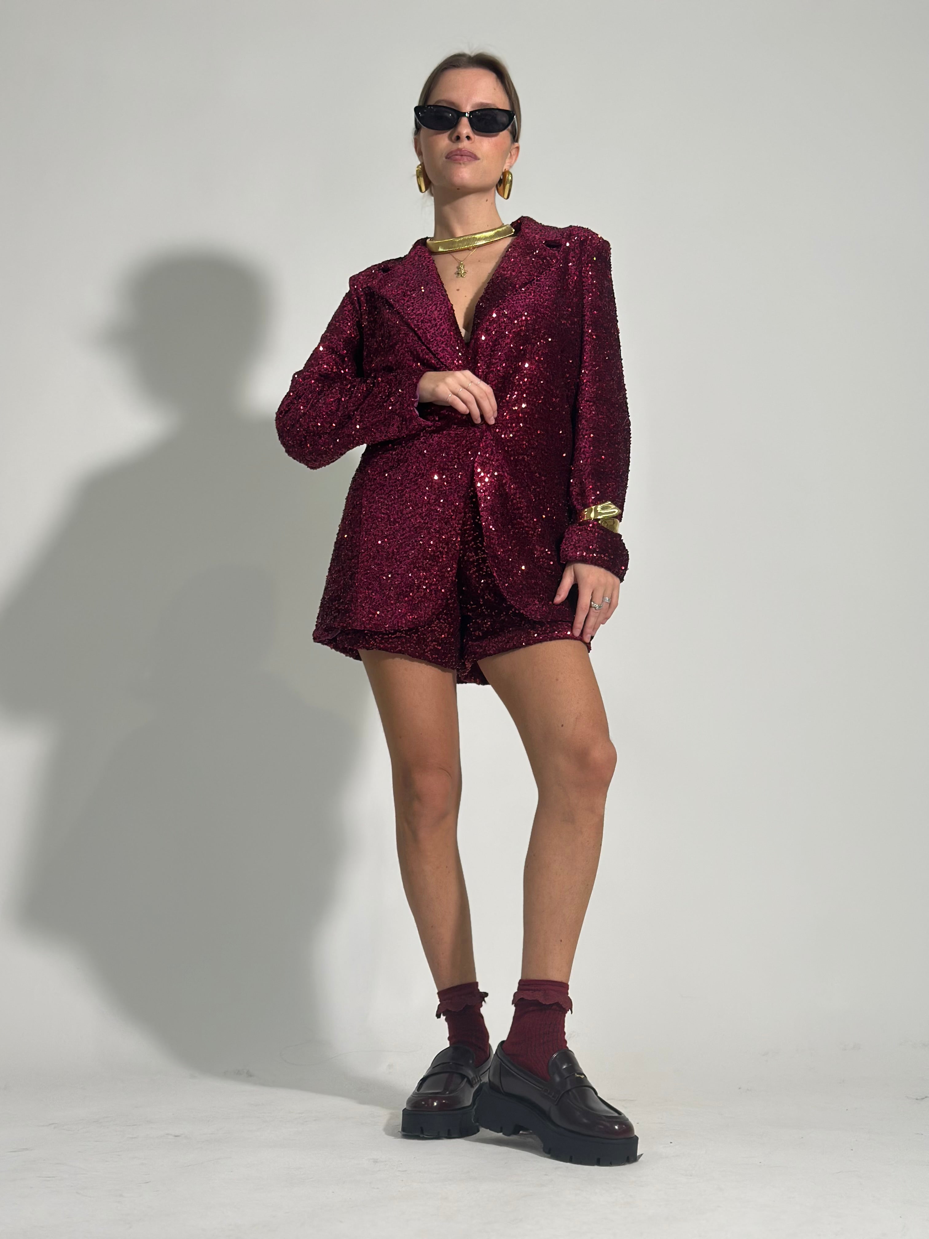 Giacca Paillettes 73024 BURGUNDY