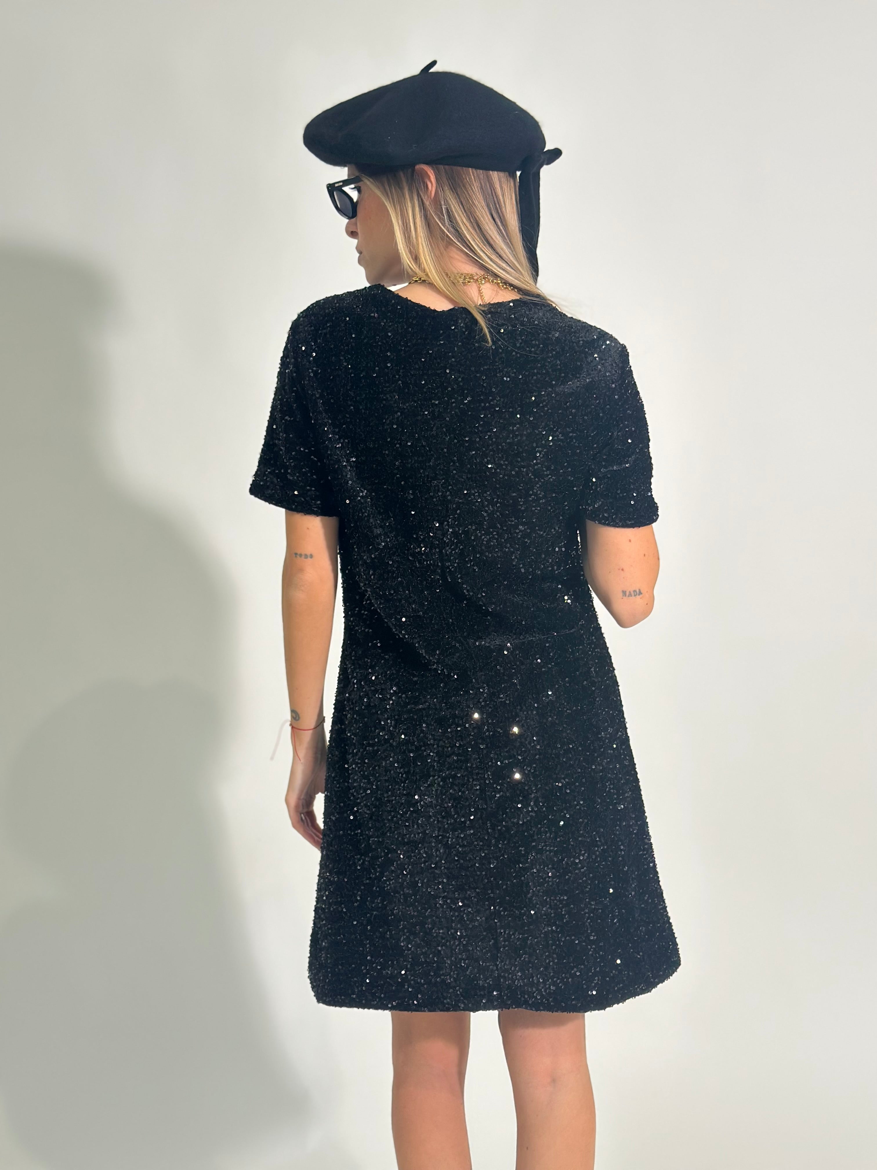 Abito paillettes 75524 NERO