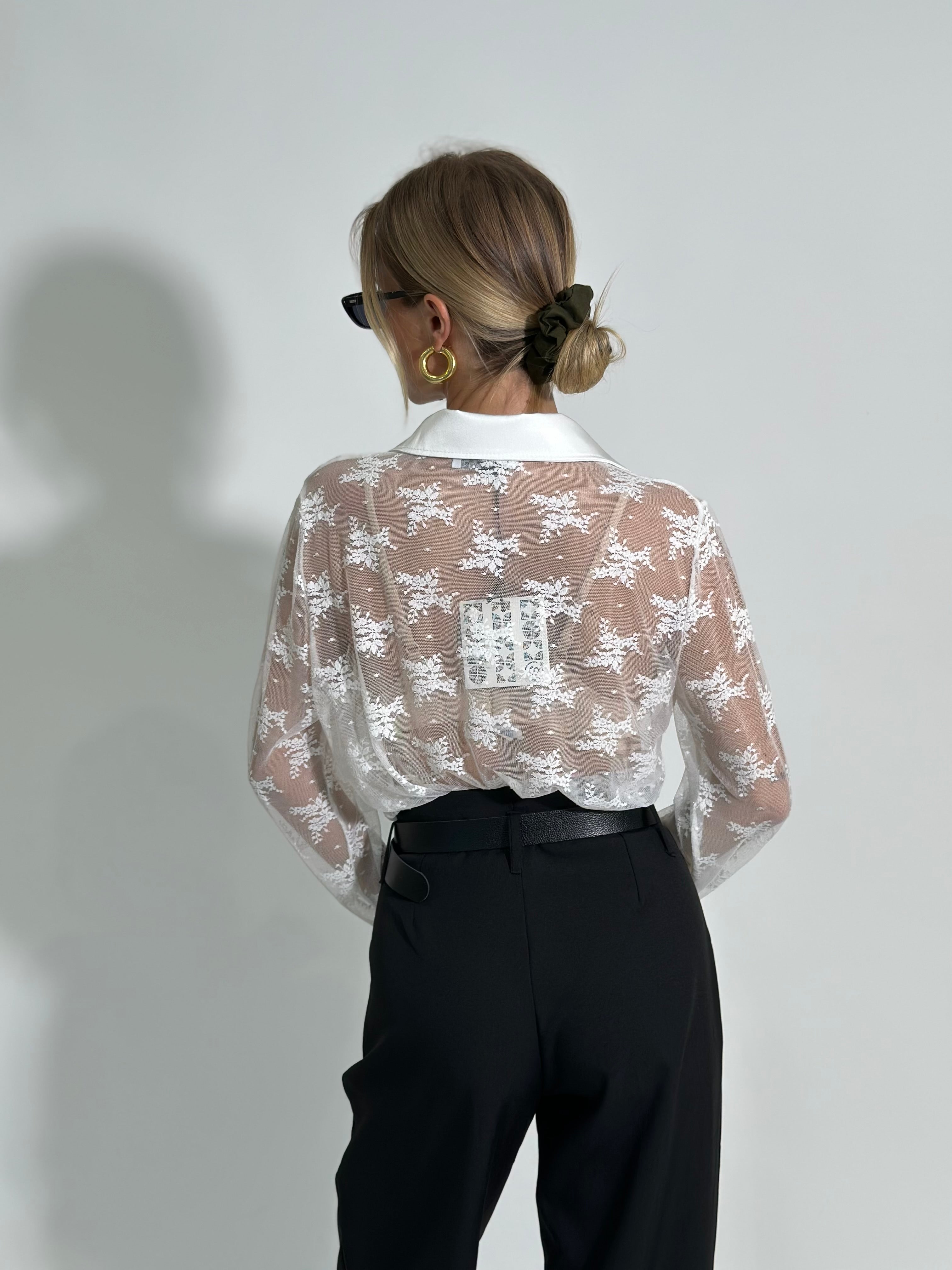 Camicia pizzo L3160 BIANCO