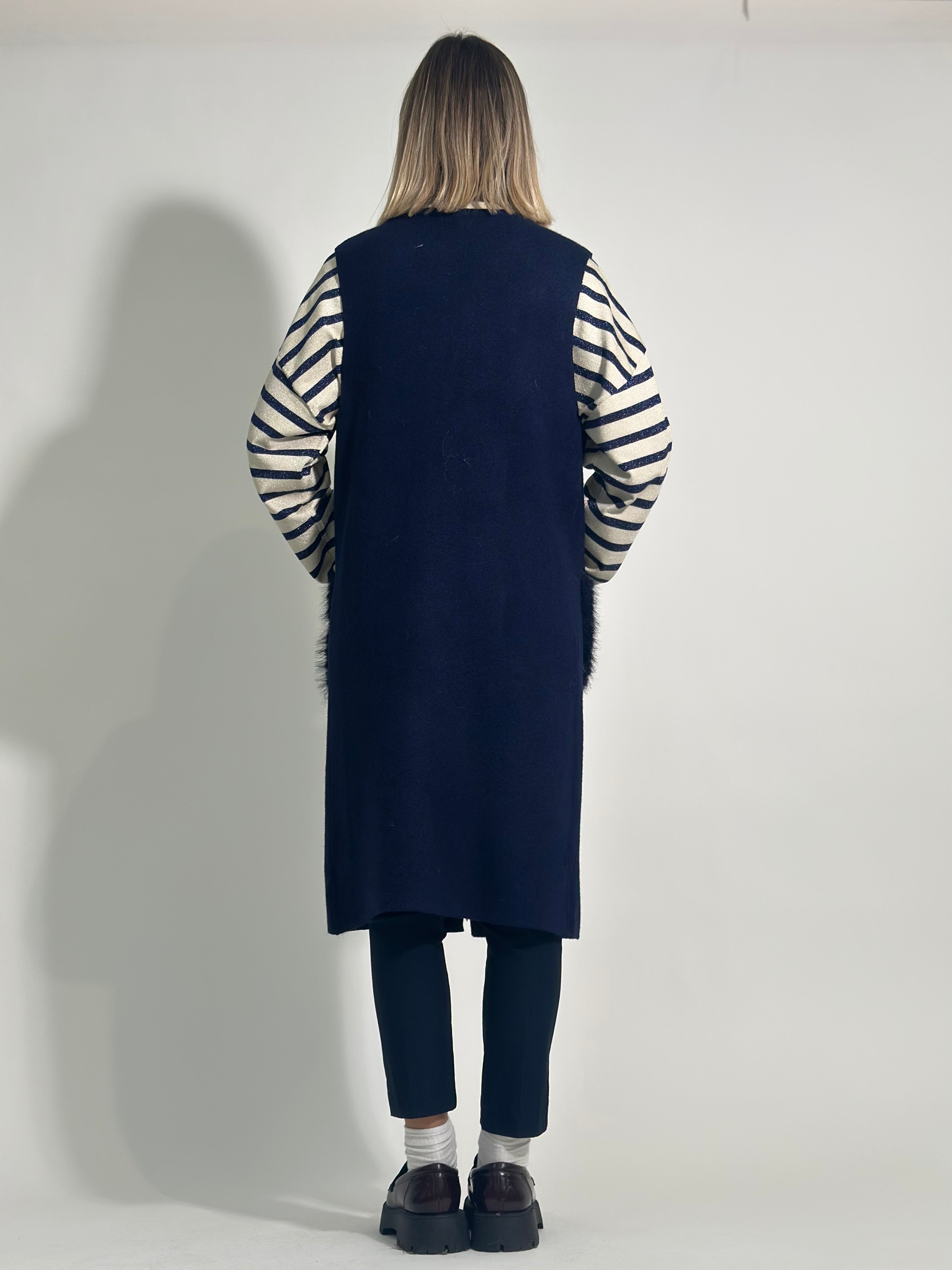 Maglia gilet maxi fluffy C689