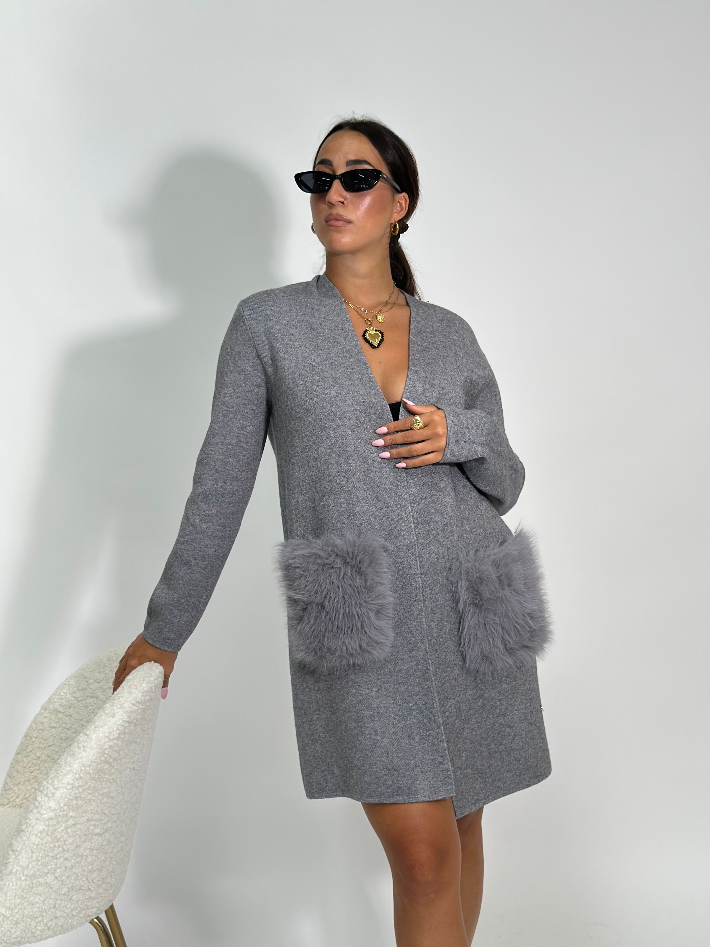 Cardigan tasche 60669 GRIGIO