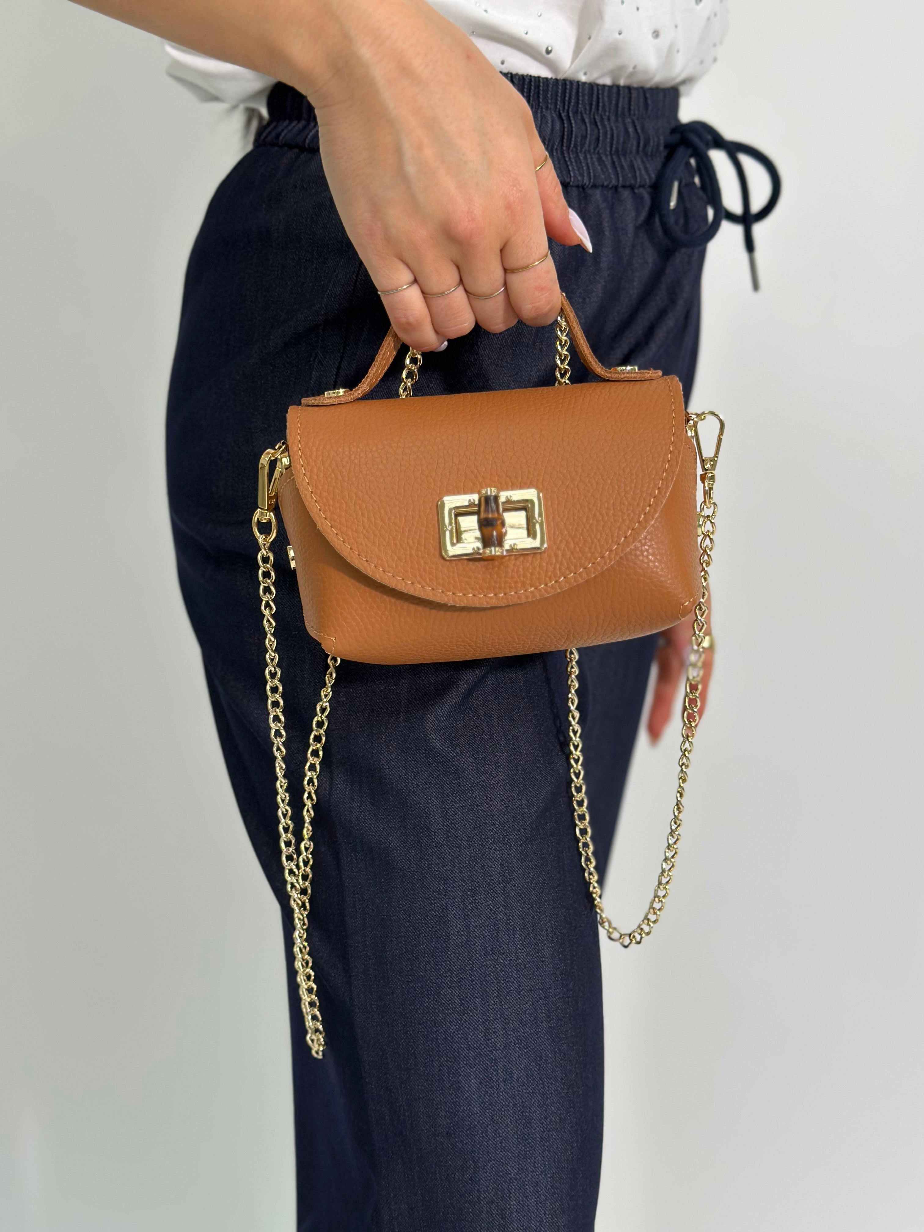 Borsa chiusura bamboo 1122 CUOIO