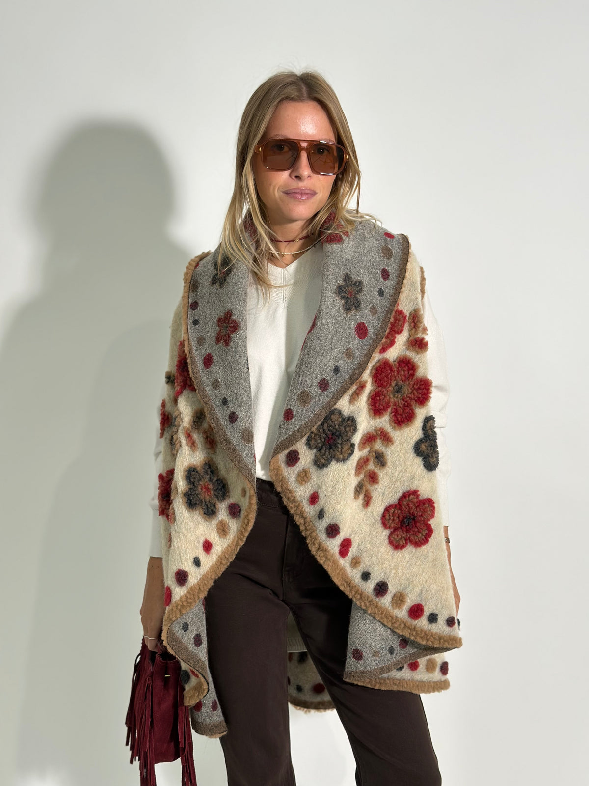 Giacca poncho 67041 PANNA