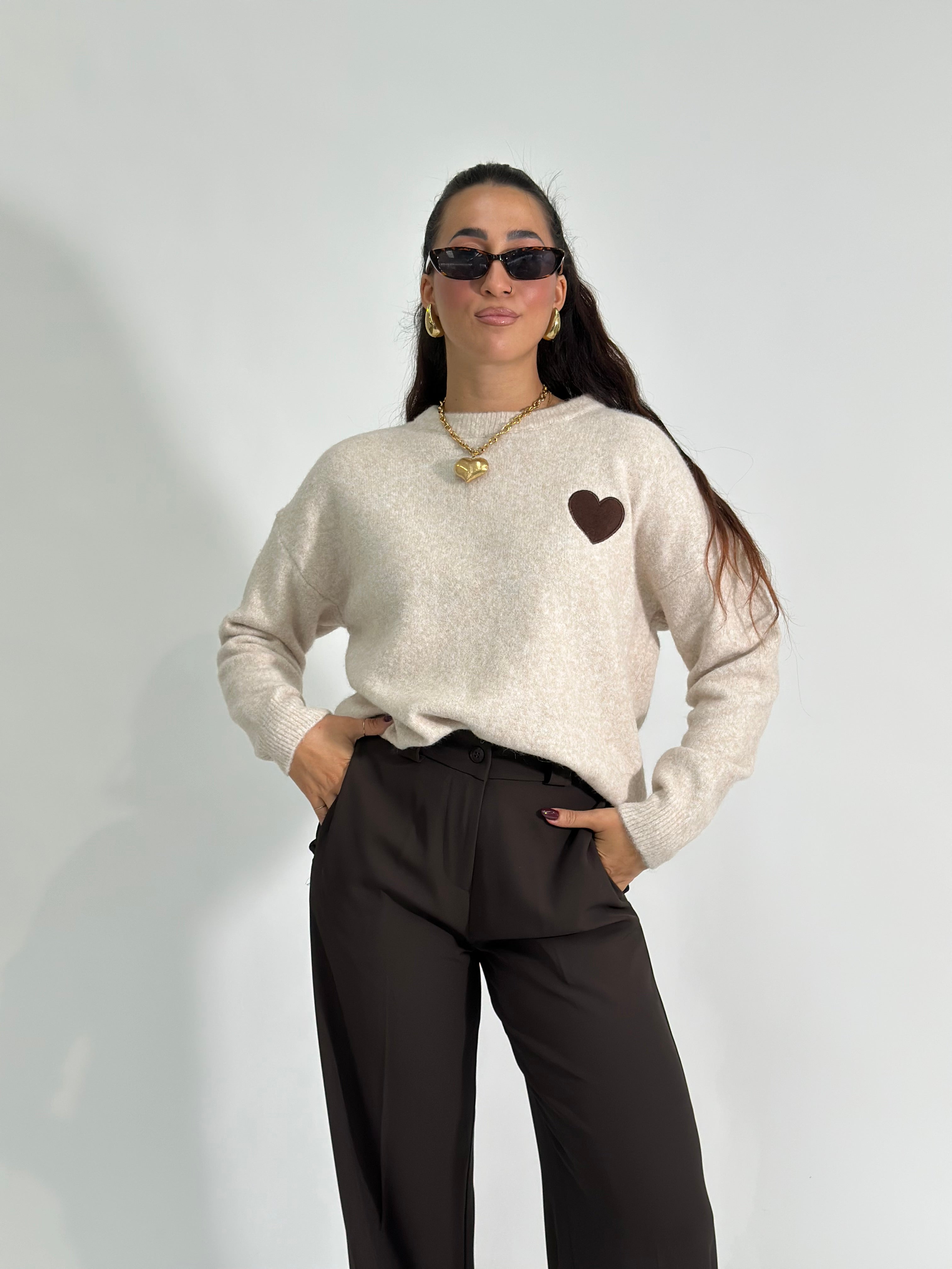 Maglia cuore 2583 ECRU