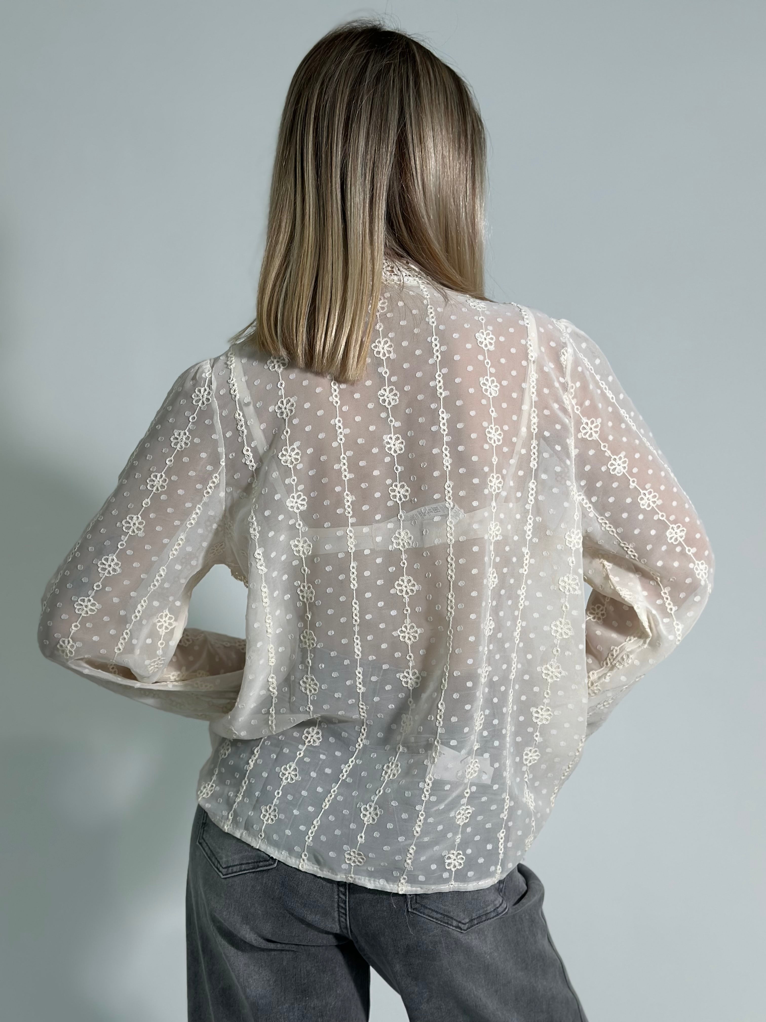 Camicia volant strass 347-1 BEIGE