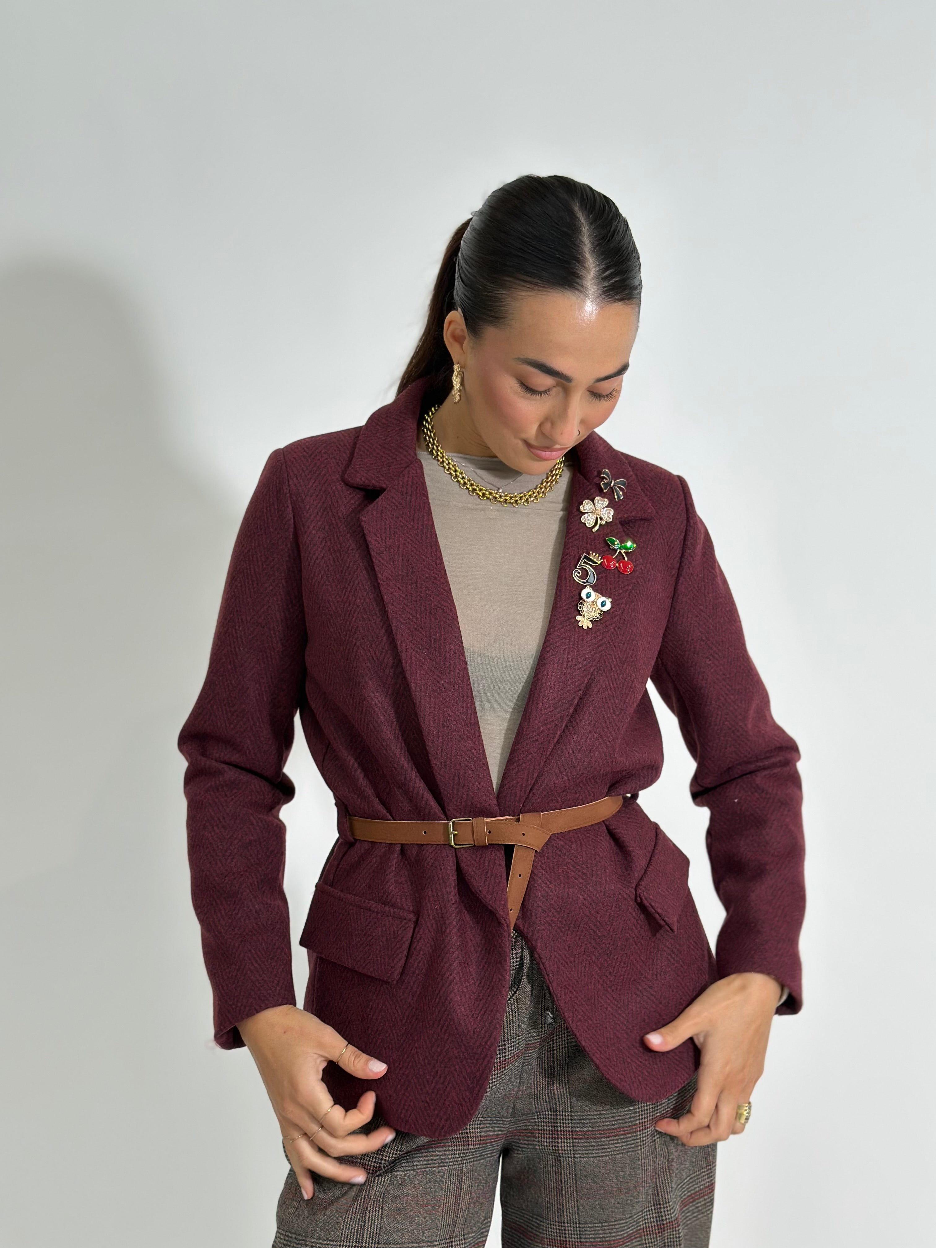 Giacca cintura 4182 BURGUNDY