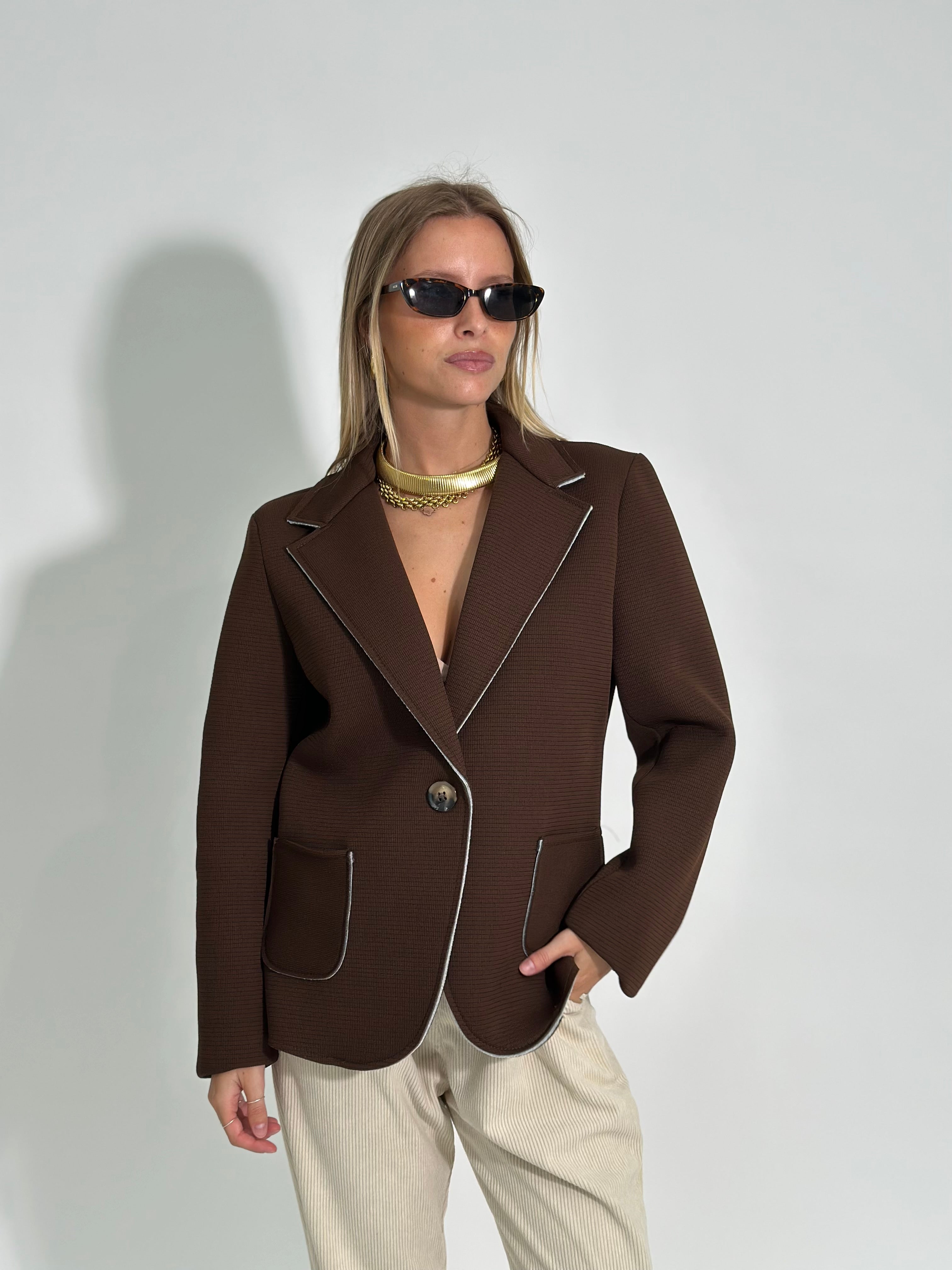Giacca neoprene 16526 MARRONE