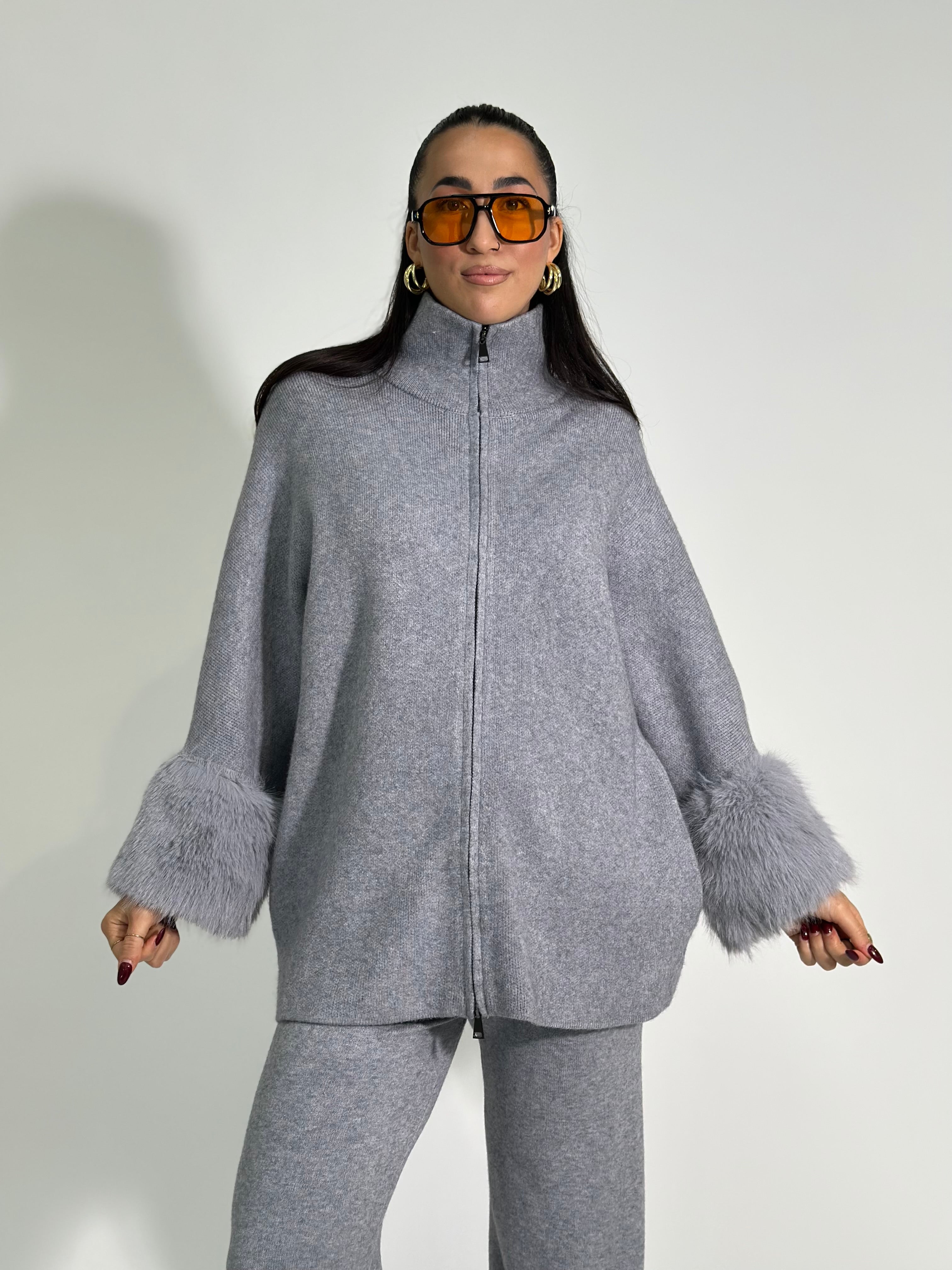 Maglia zip C686 GRIGIO