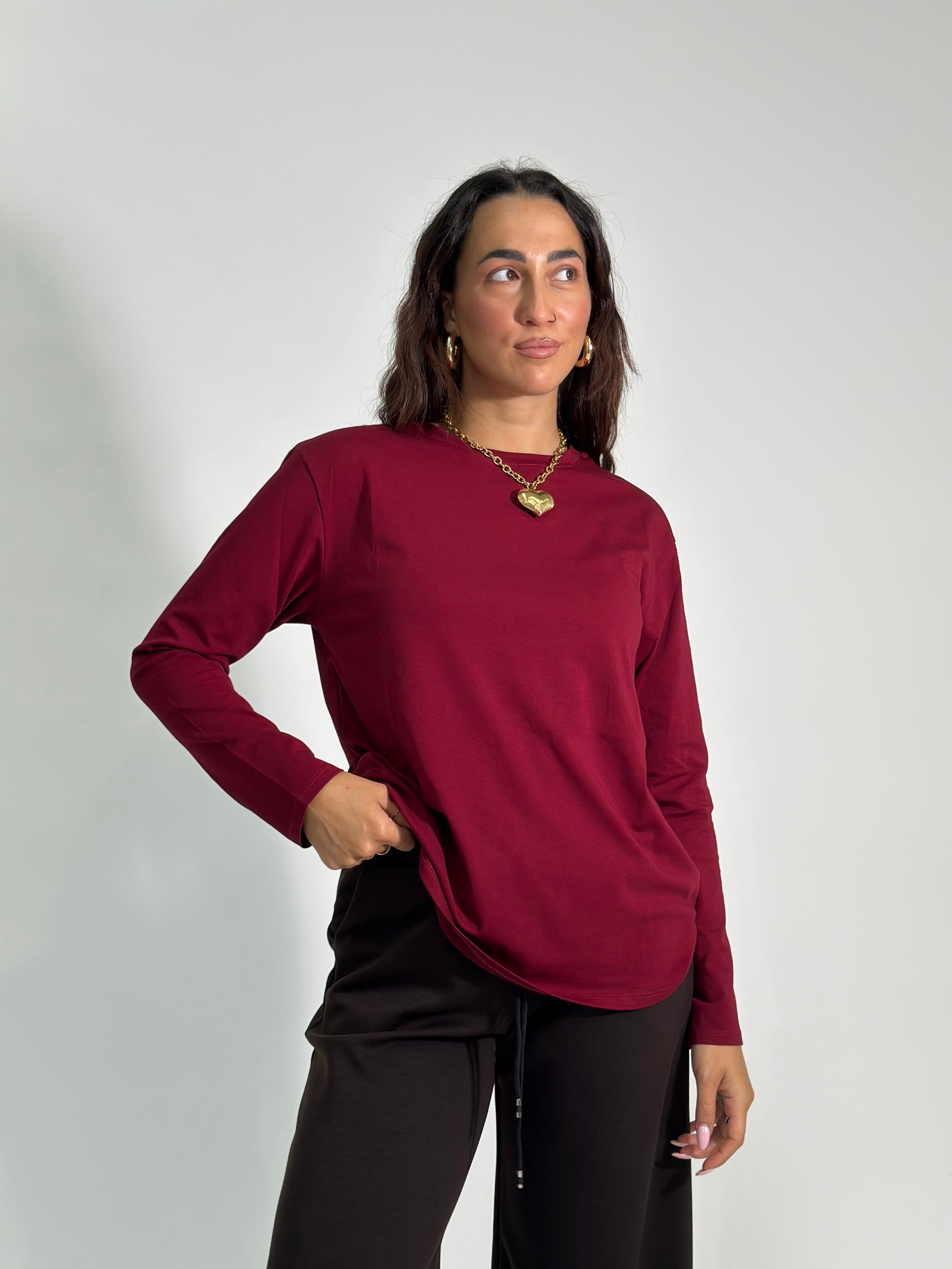 T-shirt lunga 23100 BURGUNDY