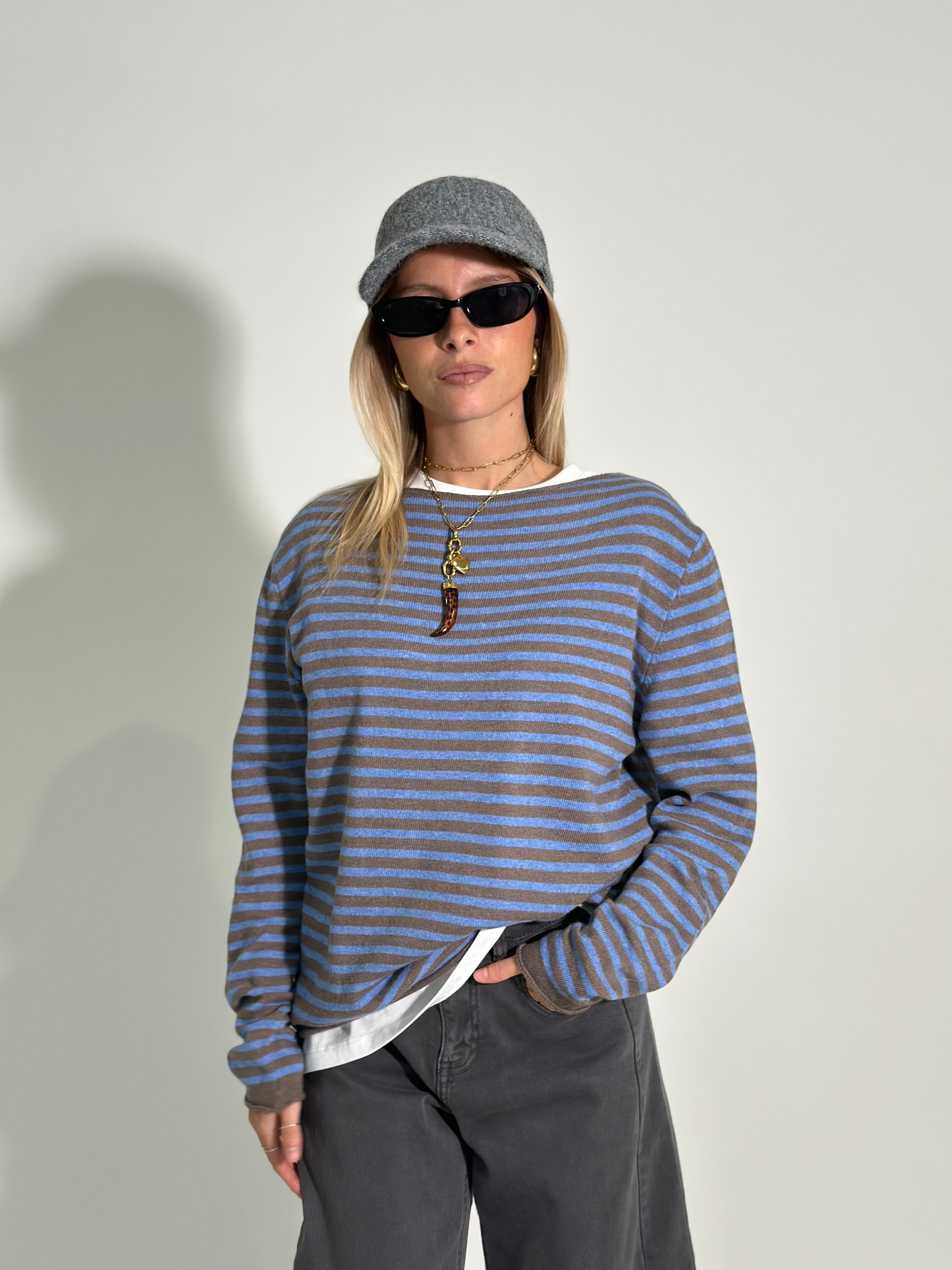 Maglia cashmere blend 6631 AZZURRO-1