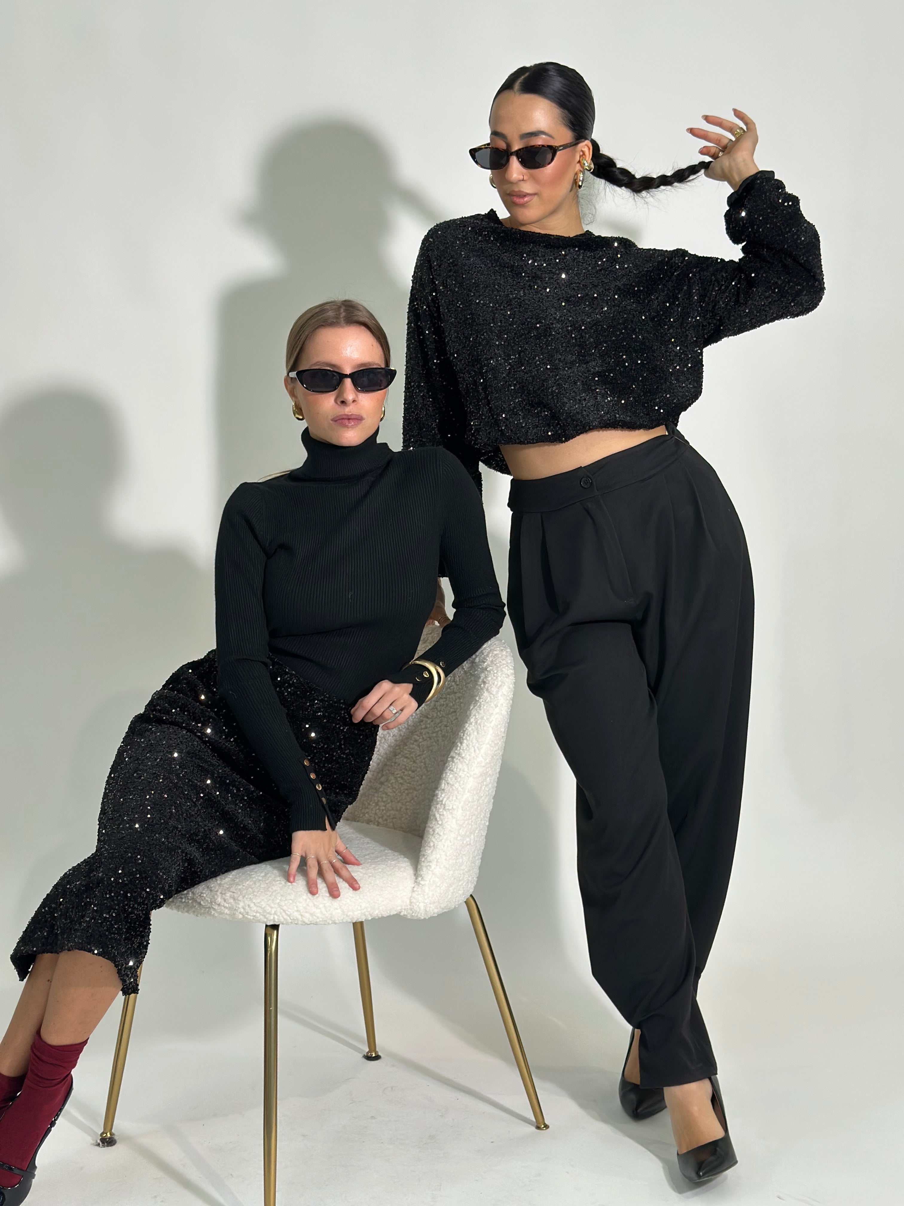 Maglia paillettes 90225 NERO