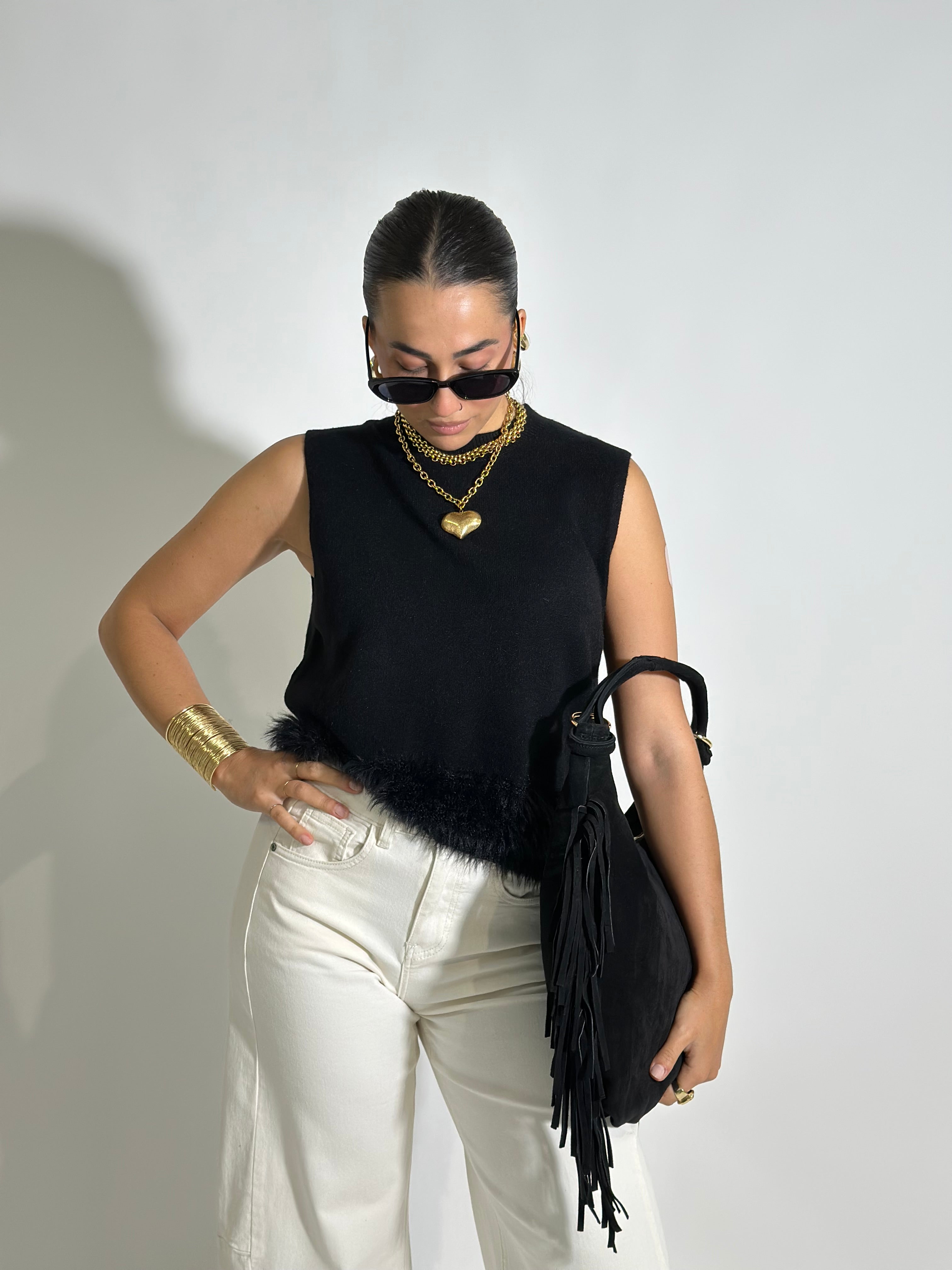 Gilet fluffy 6249 NERO