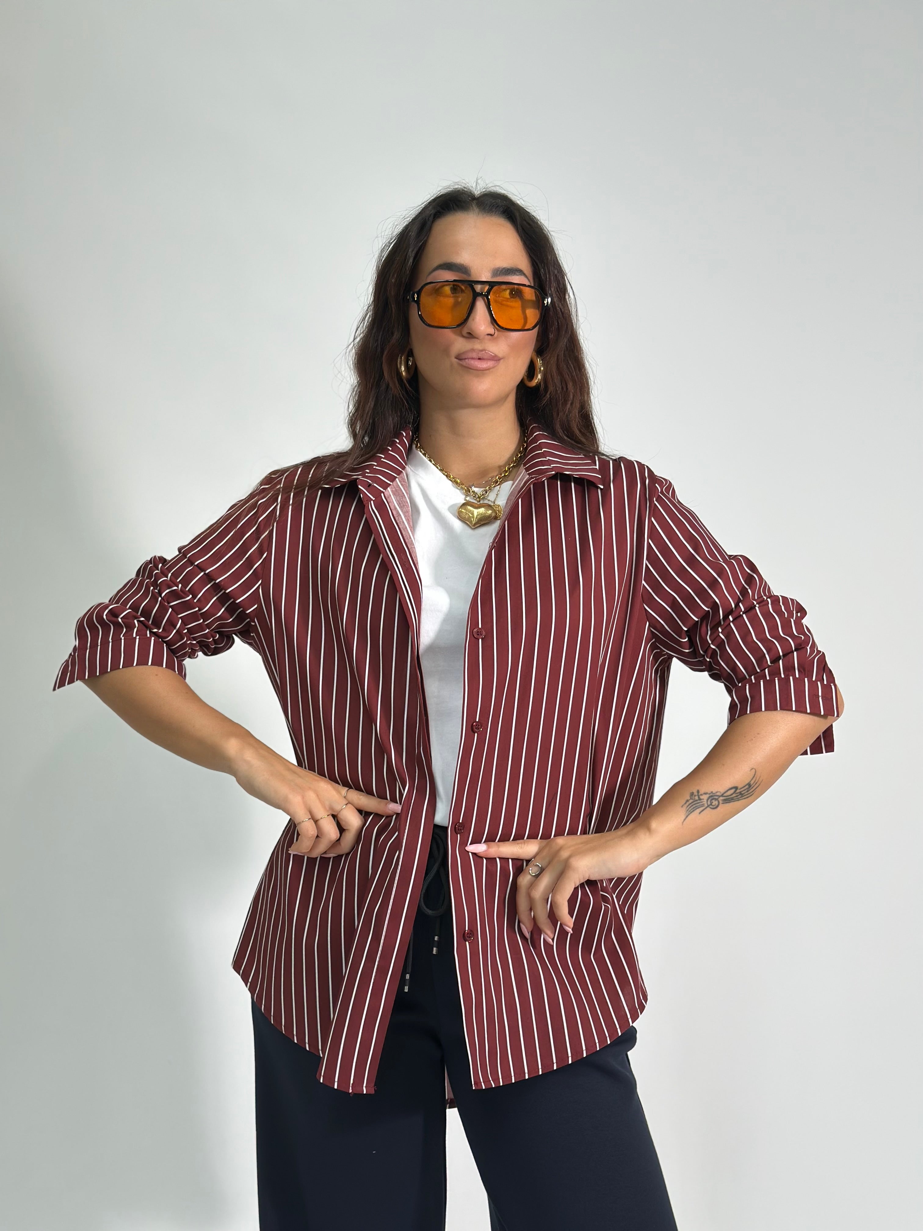Camicia riga 50320 BURGUNDY
