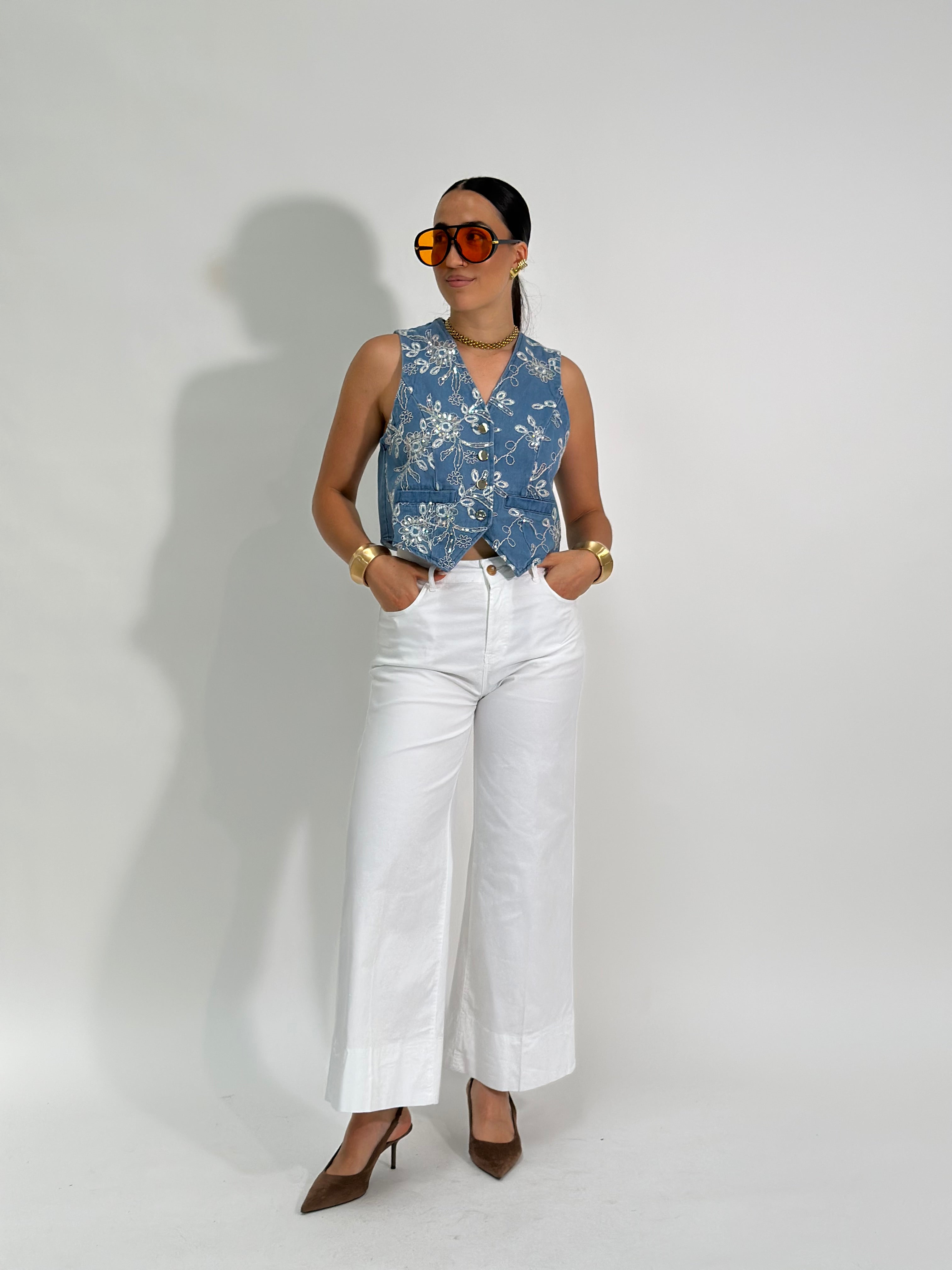 Pantalone gaucho 2519 BIANCO