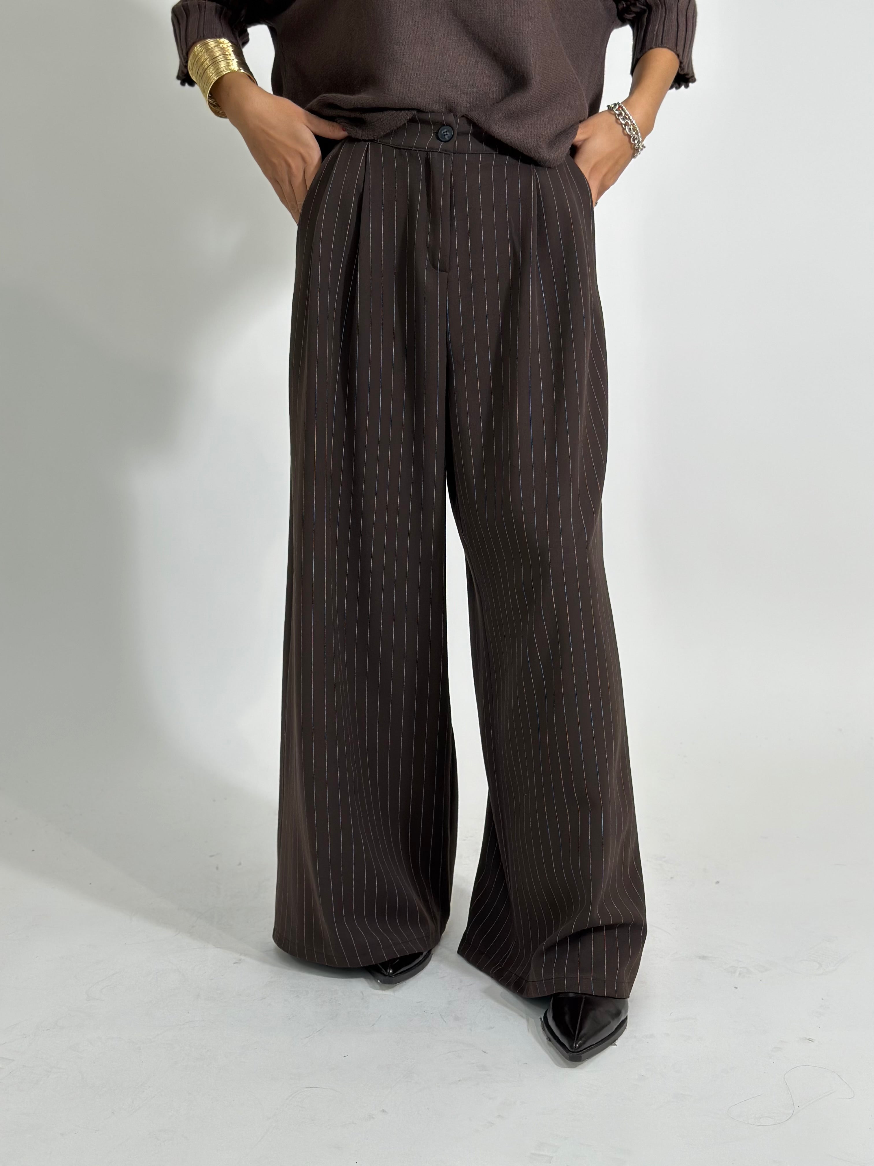 Pantalone gessato 7158 MORO