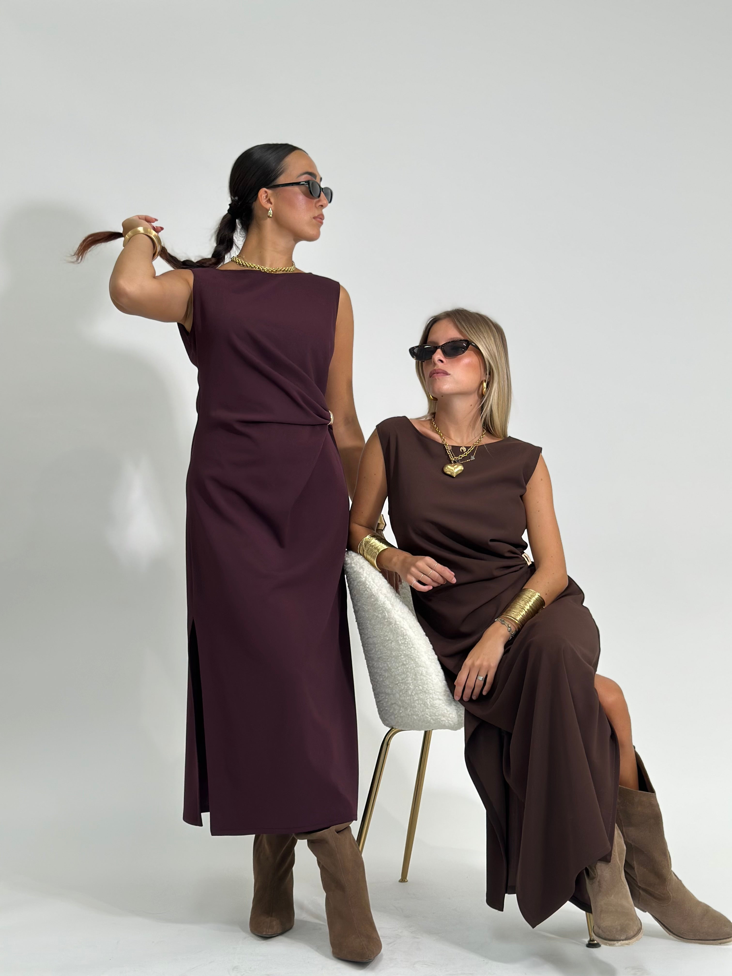 Abito drappeggio 69225 BURGUNDY