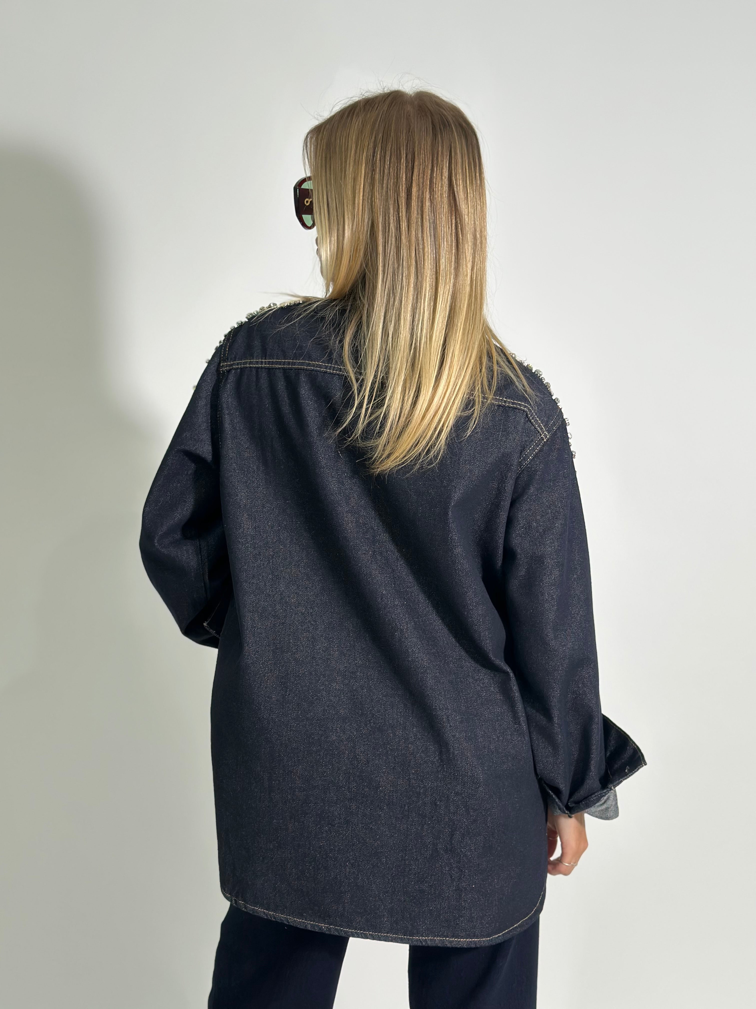 Giacca denim cristalli 2508 BLU