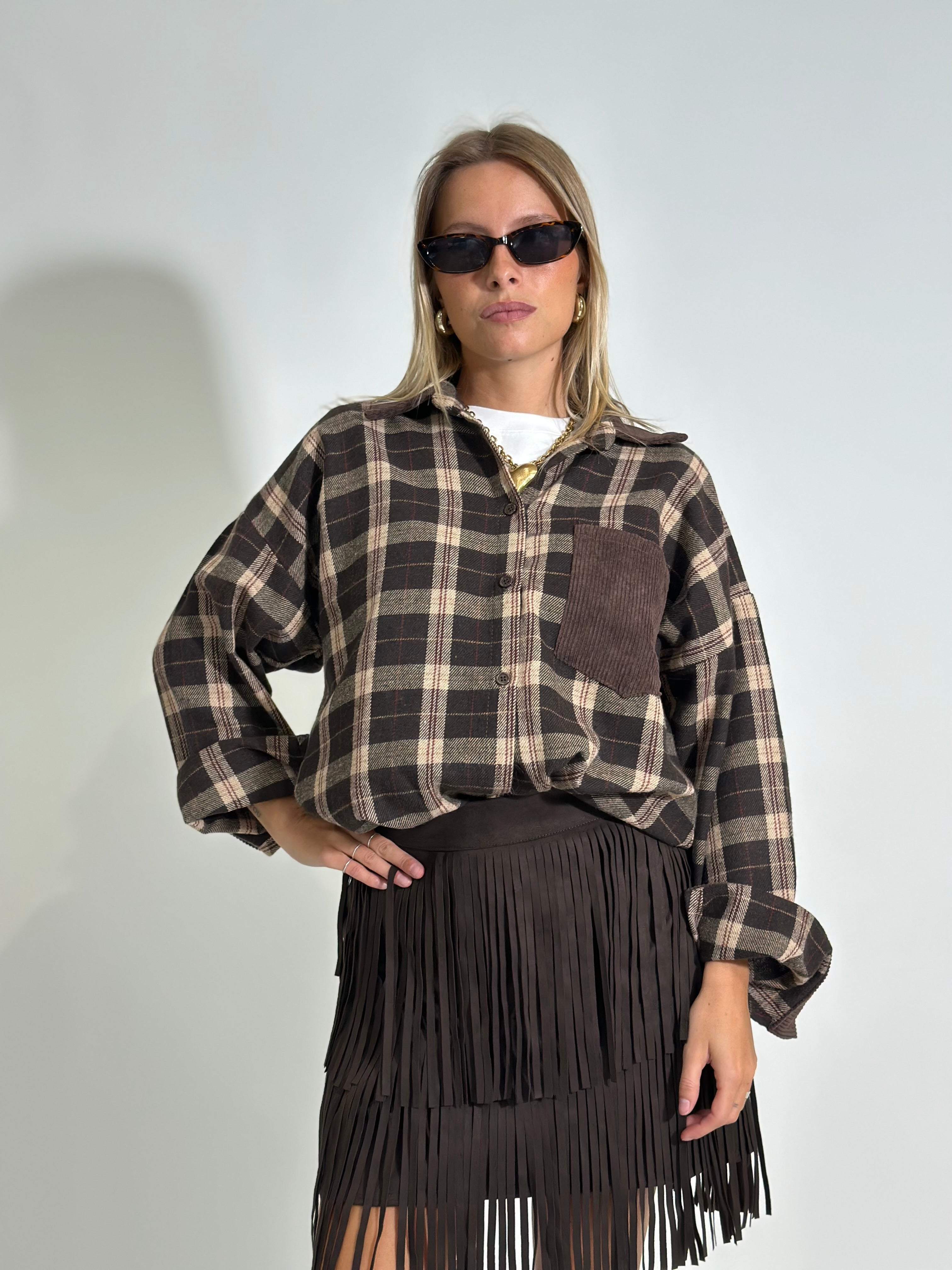 Camicia check 25683-1 MORO