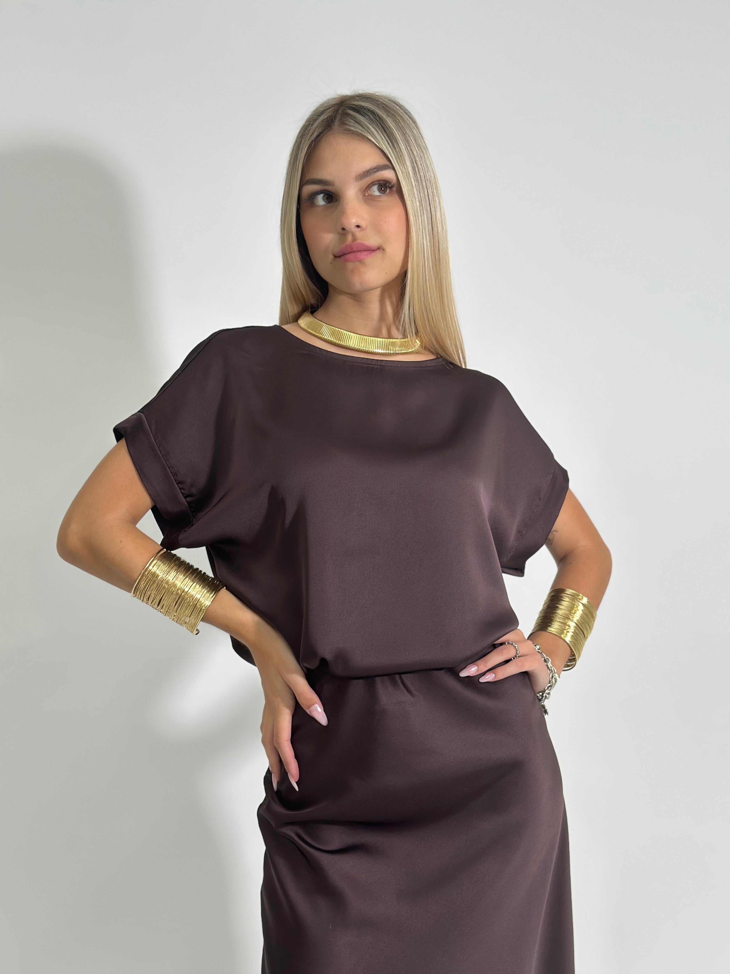 Camicia satin 1588 BROWN