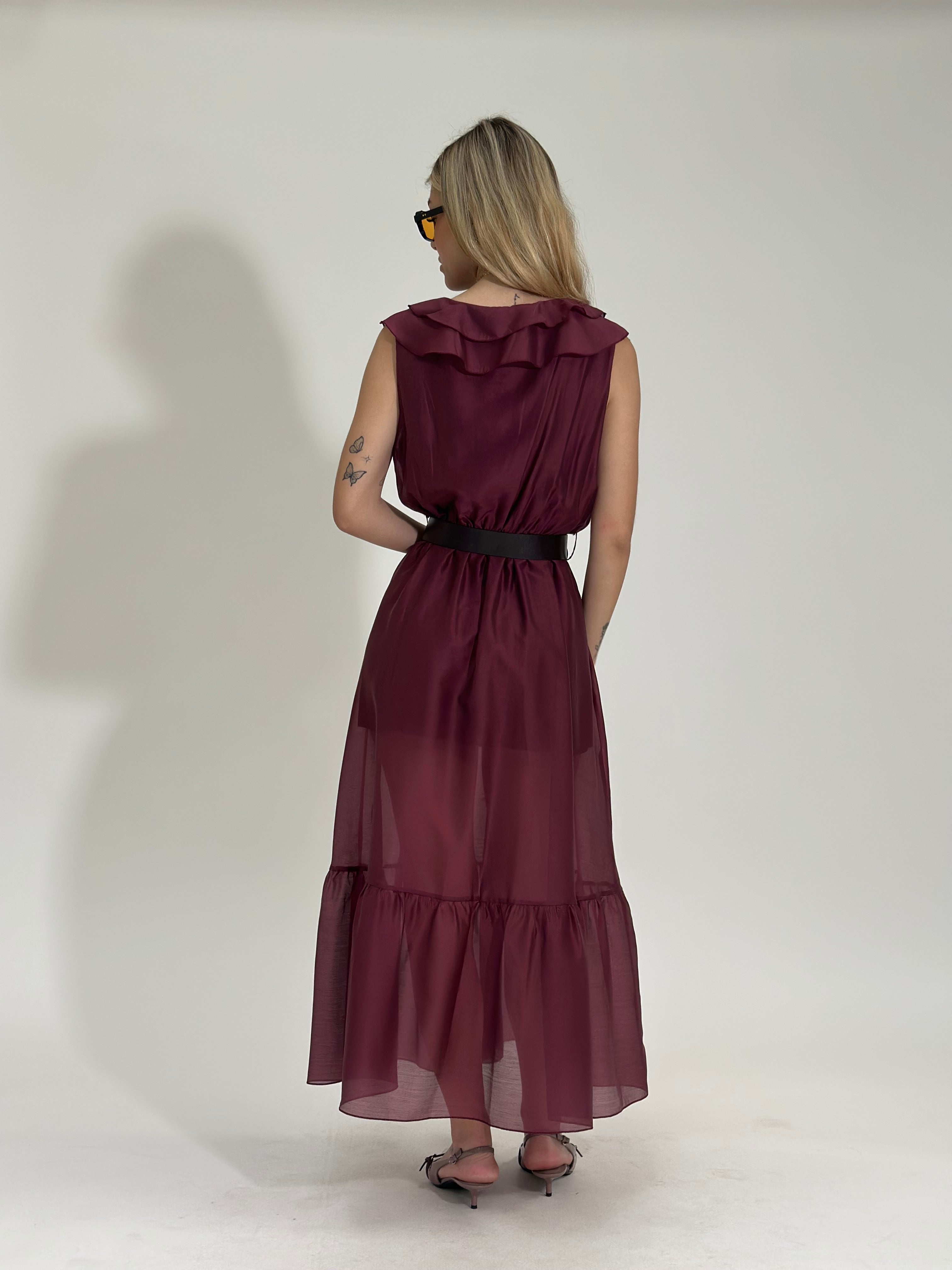 Abito tencel 27368 BORDO'