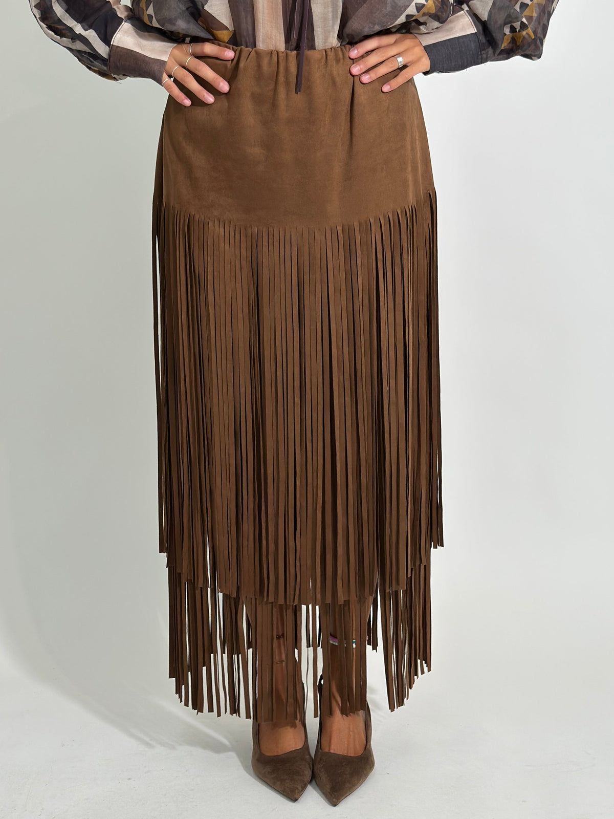 Gonna frange suede 5307 CAMMELLO