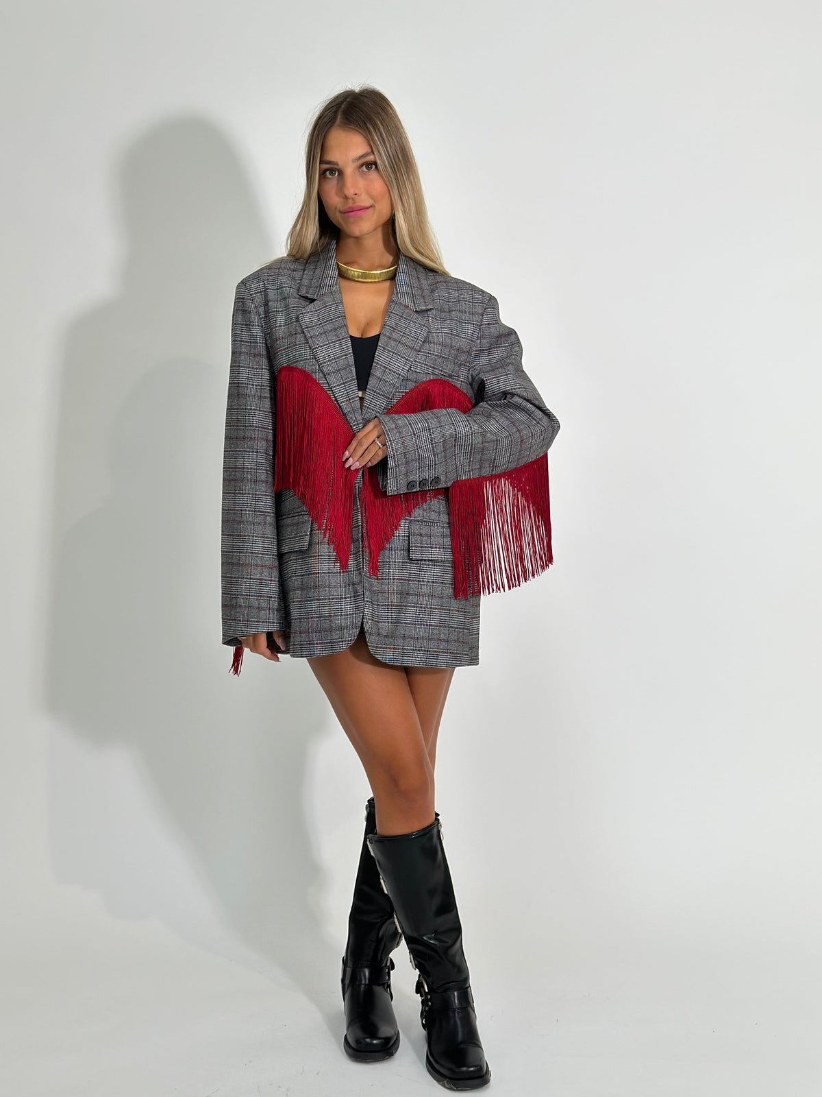 Giacca virale tartan Lumina 5936 BORDO'