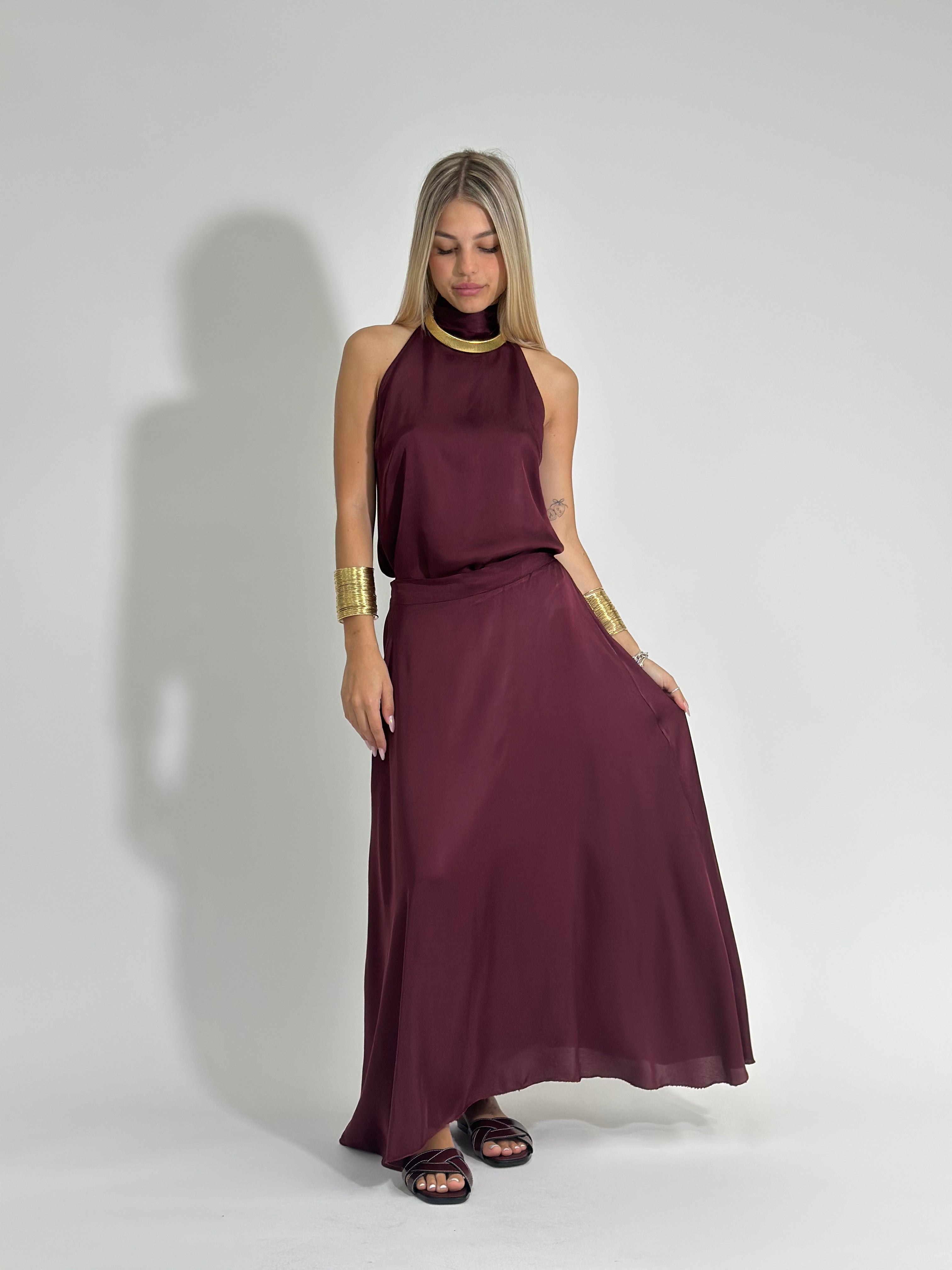 Gonna viscosa 31919 BORDO'