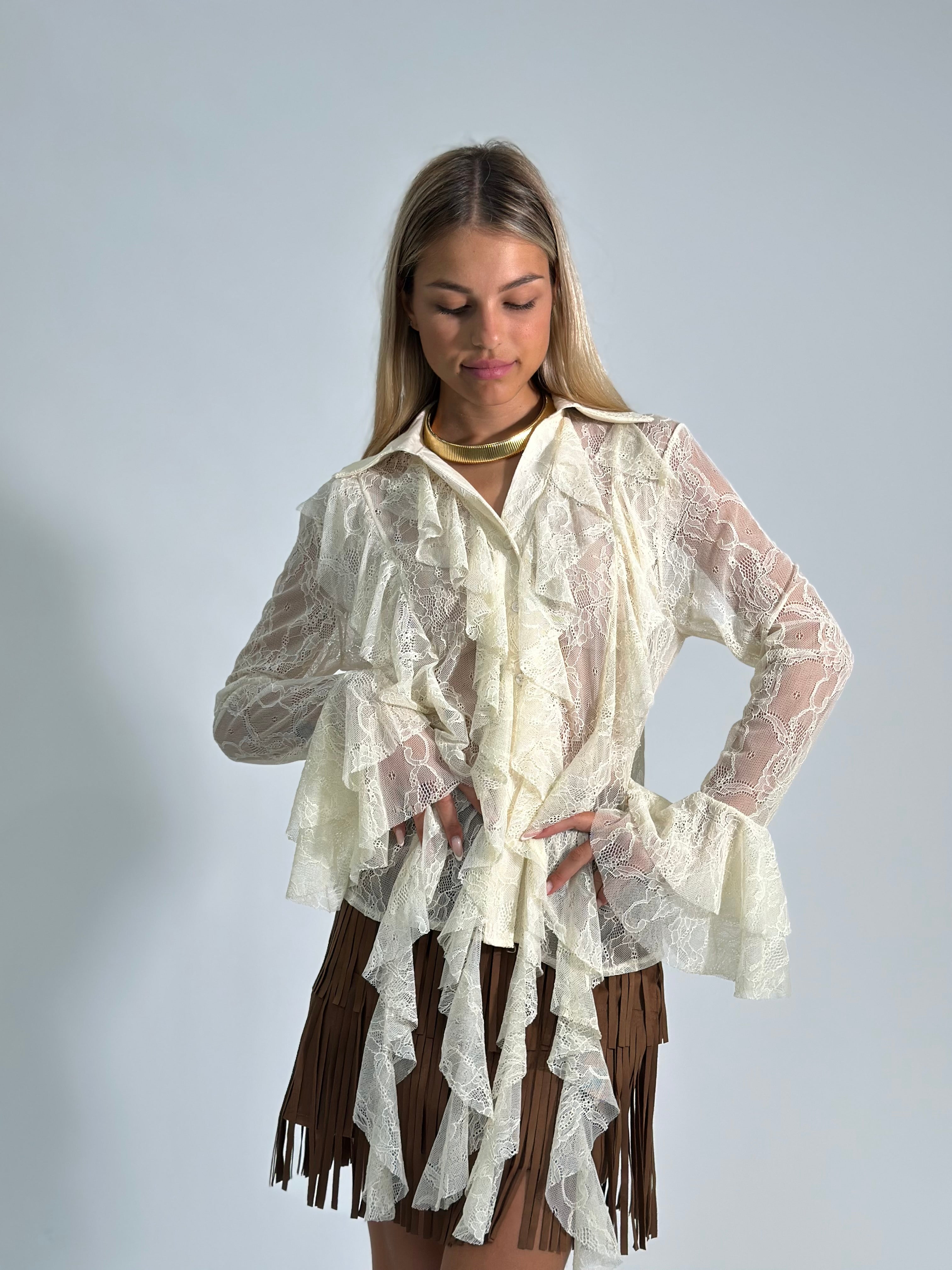 Camicia pizzo jabot 4700 PANNA