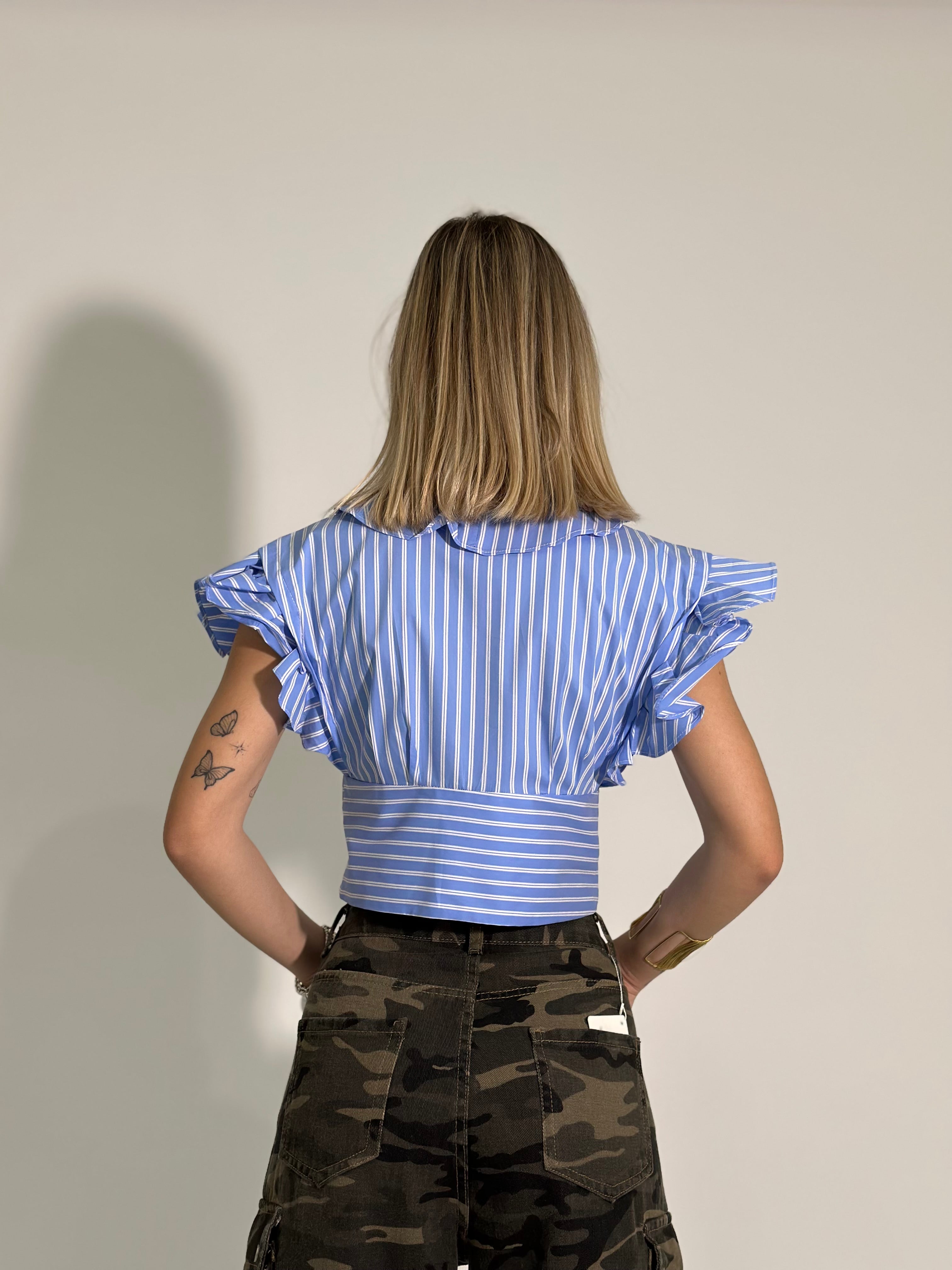 Camicia crop volant 17303