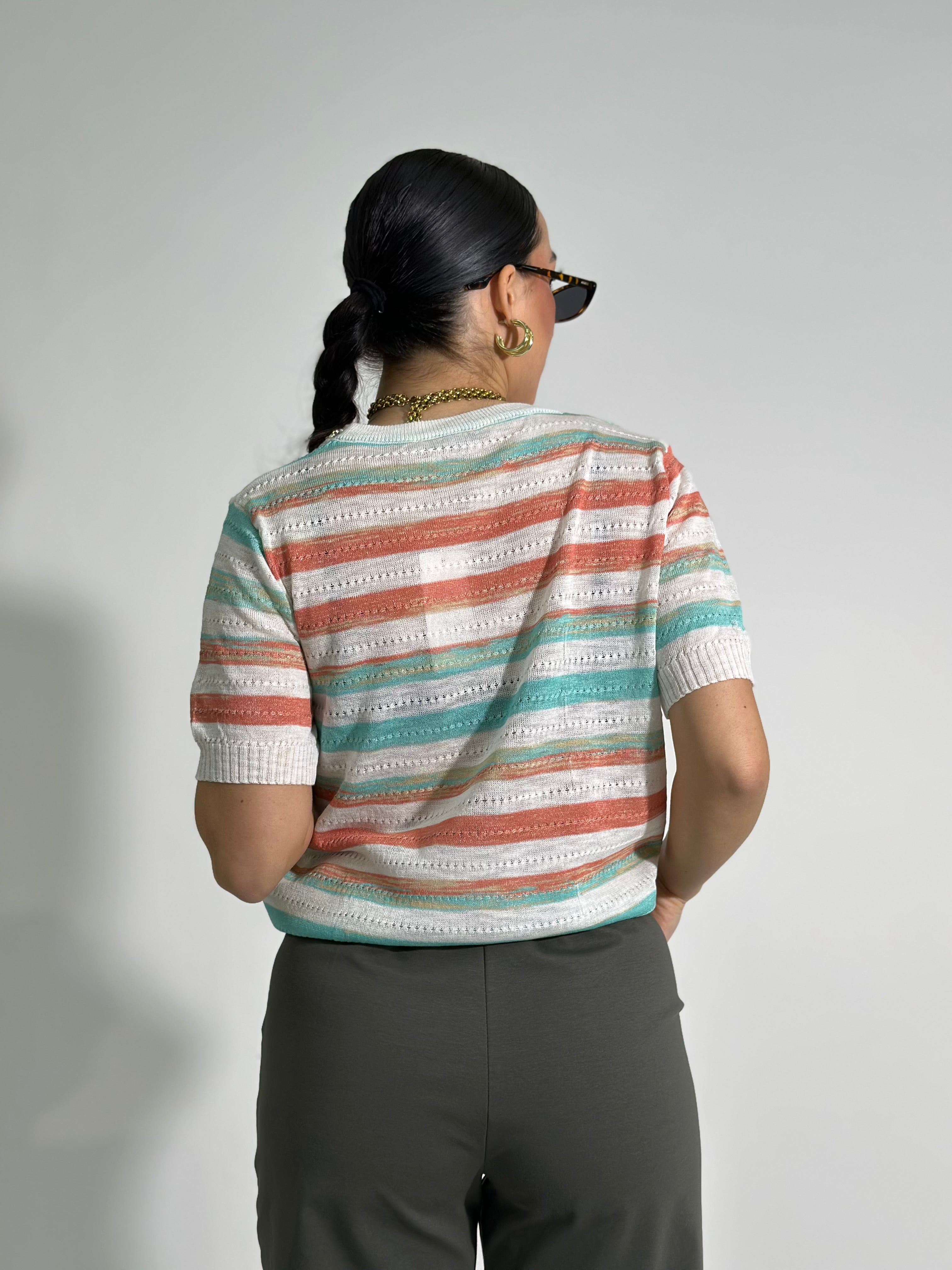 Maglia riga strass E5199