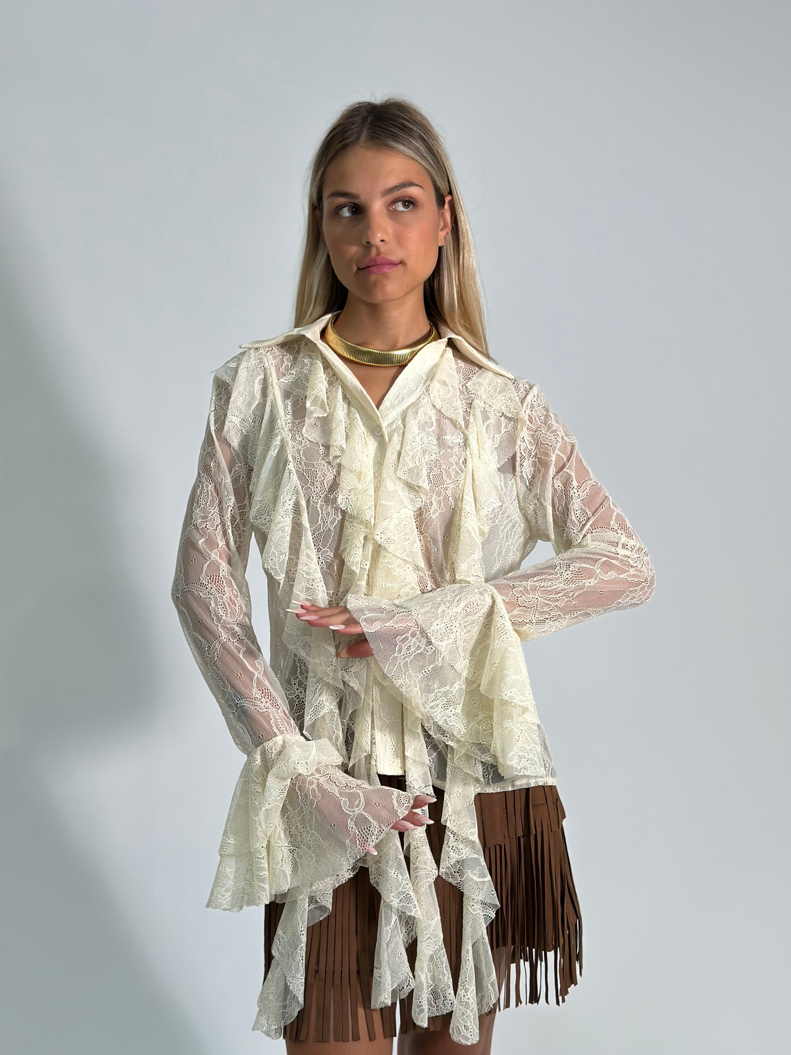 Camicia pizzo jabot 4700 PANNA