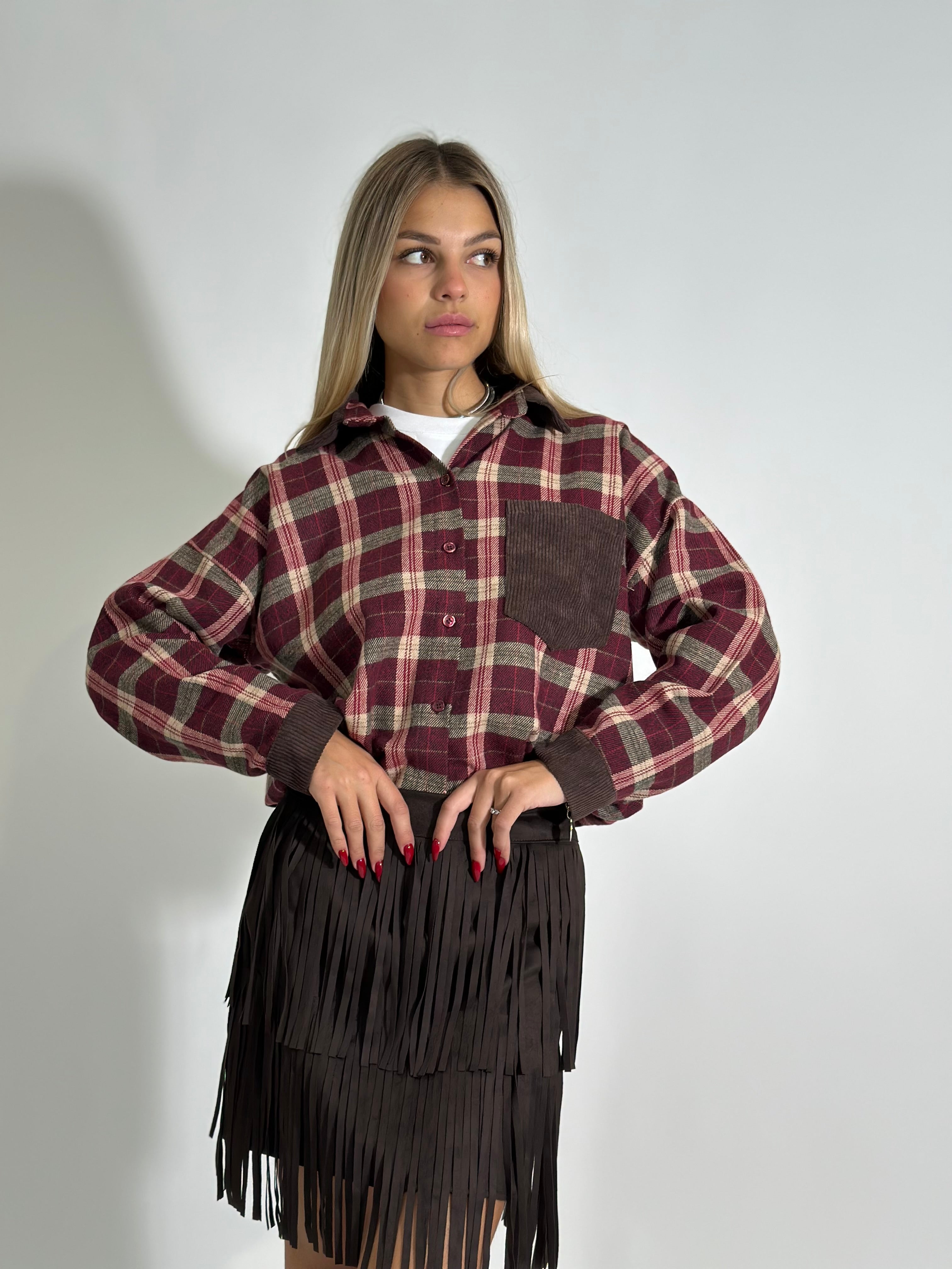 Camicia check 25683-1 BURGUNDY