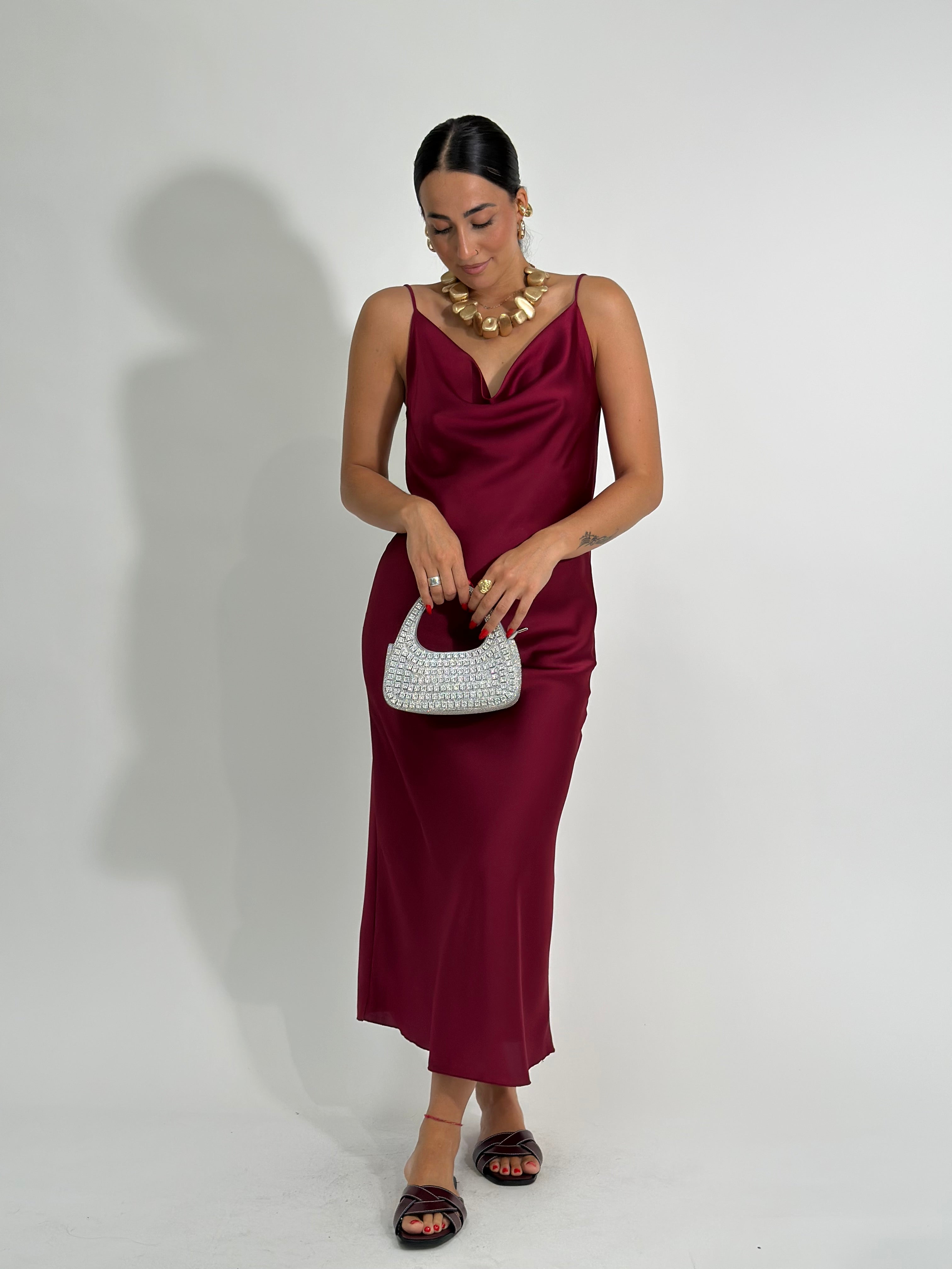 Abito satin drappeggio 1502