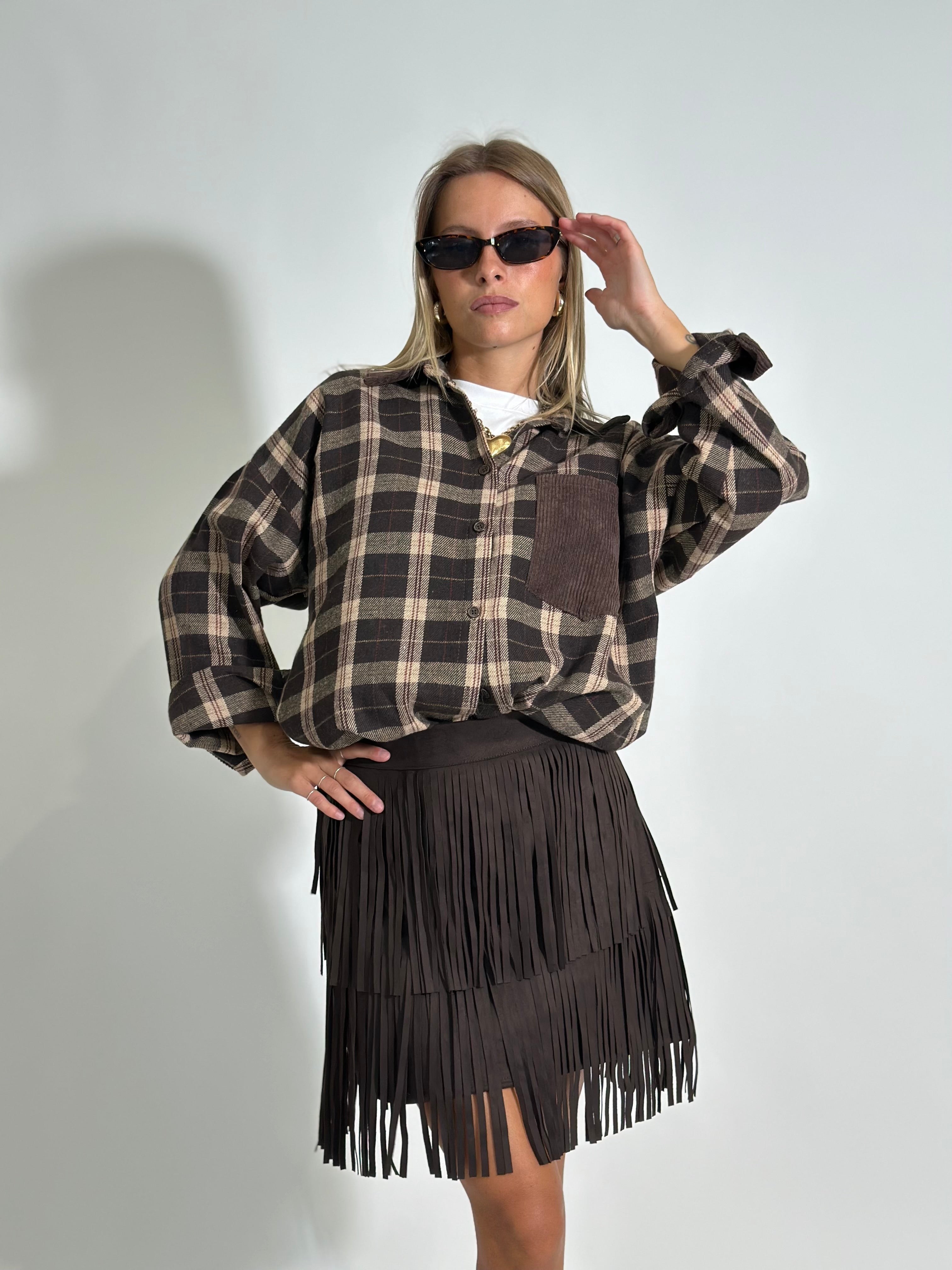 Camicia check 25683-1 MORO