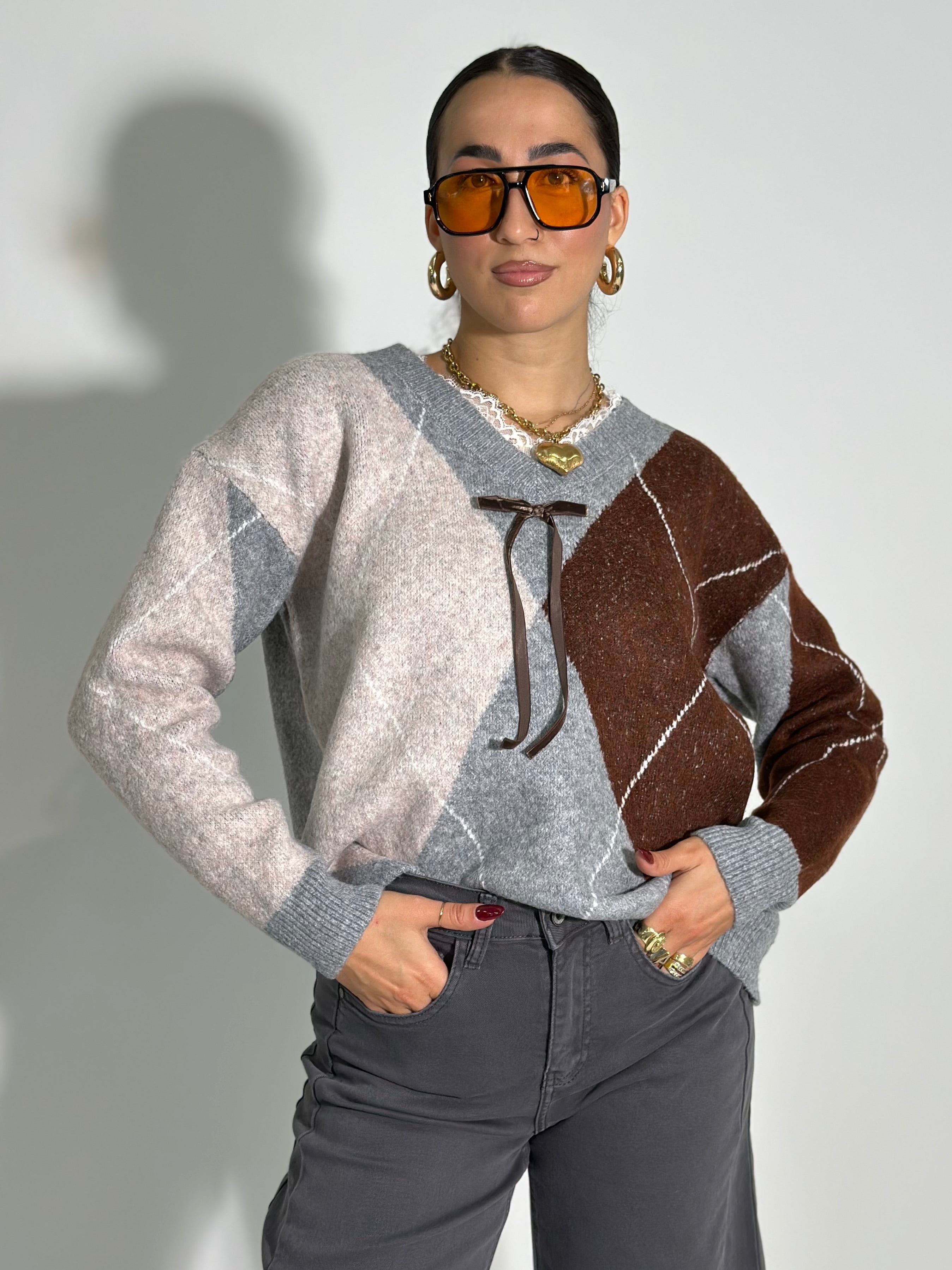 Maglia rombi+pizzo C688