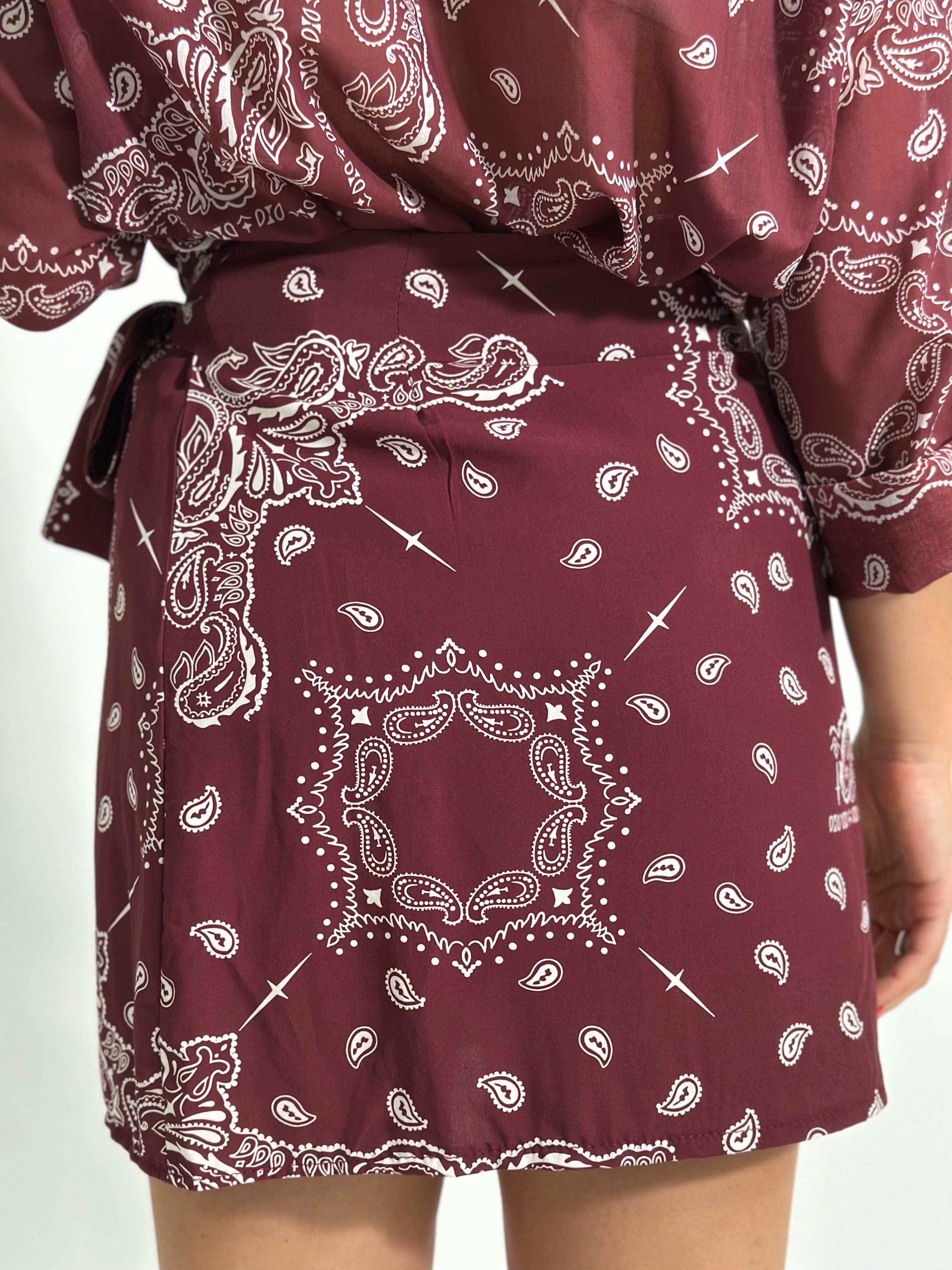 Gonna pareo corta bandana 26271 BURGUNDY