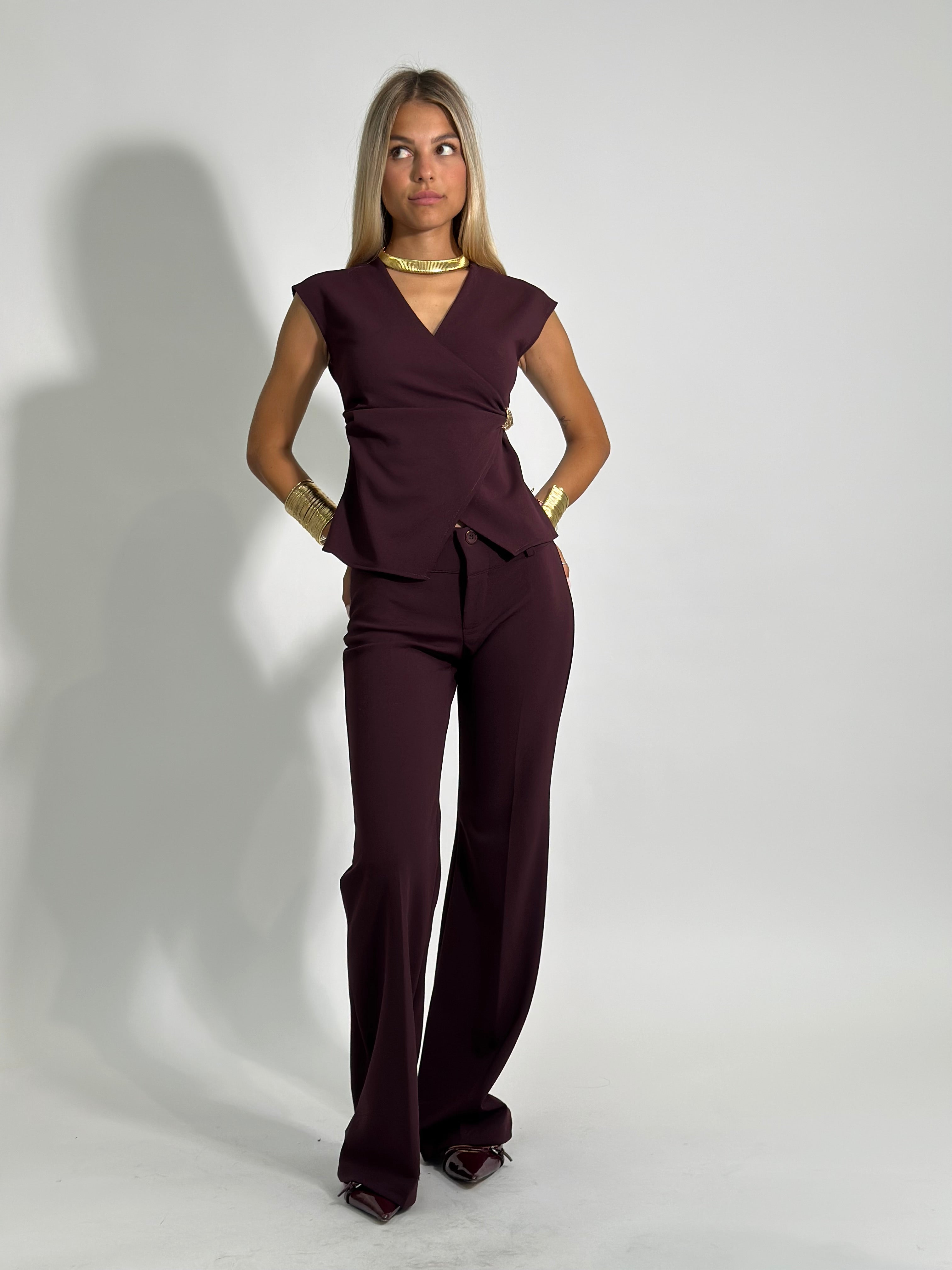 Pantalone flare 80 BURGUNDY