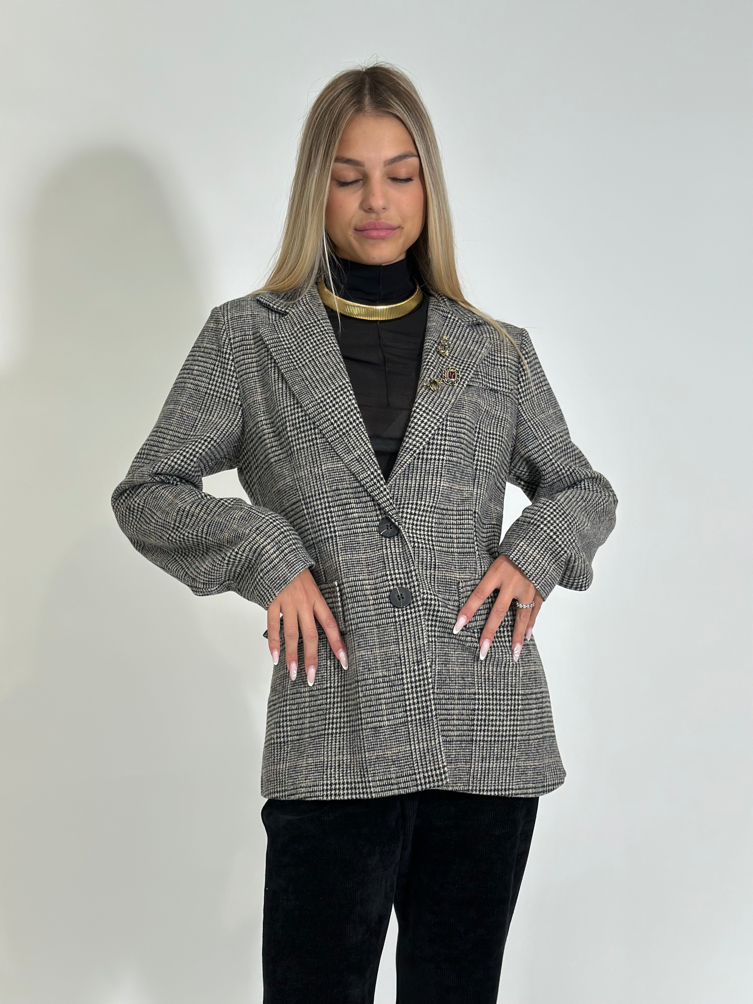 Giacca check 25817 NERO