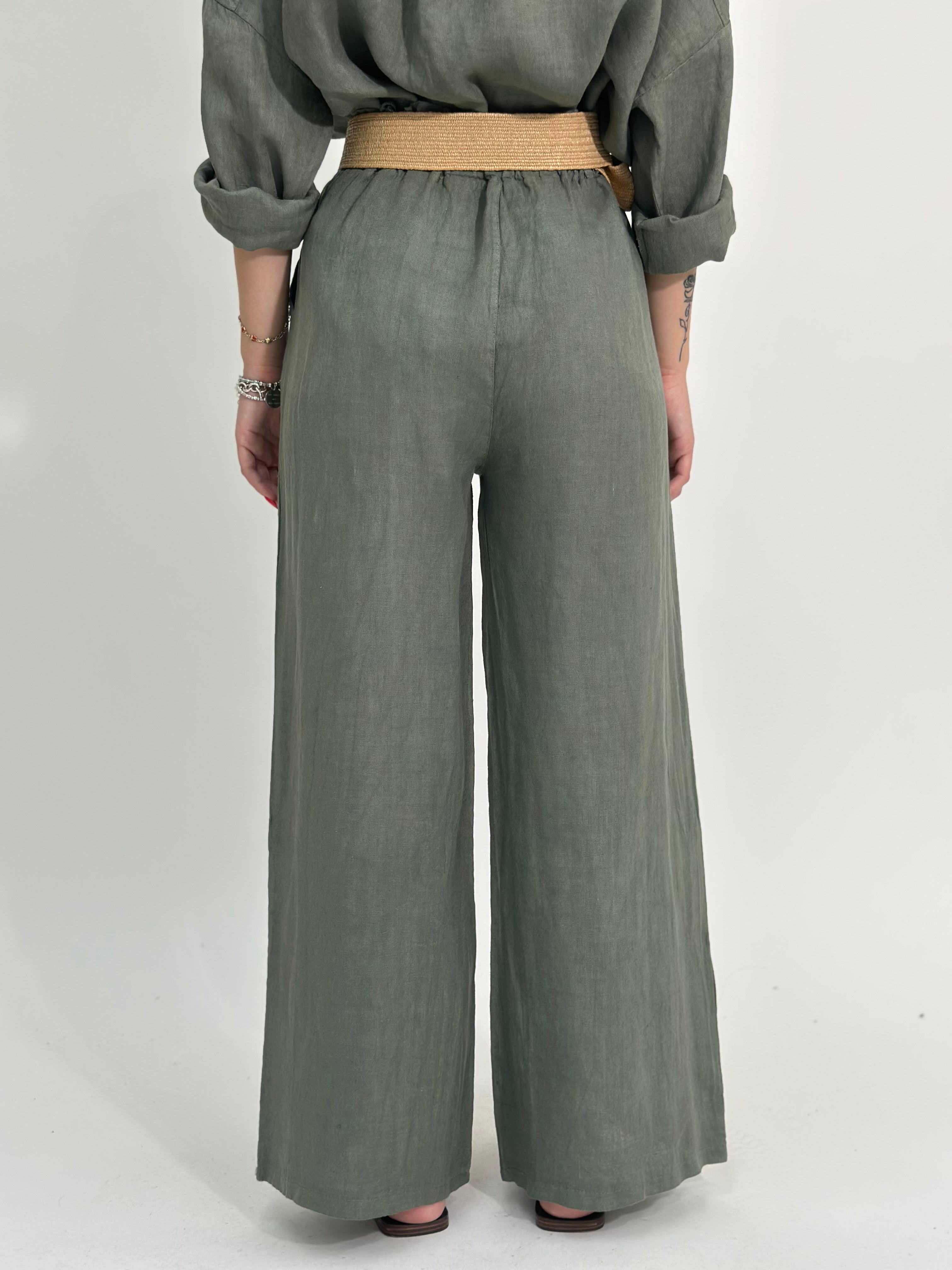 Pantalone lino cintura 22525