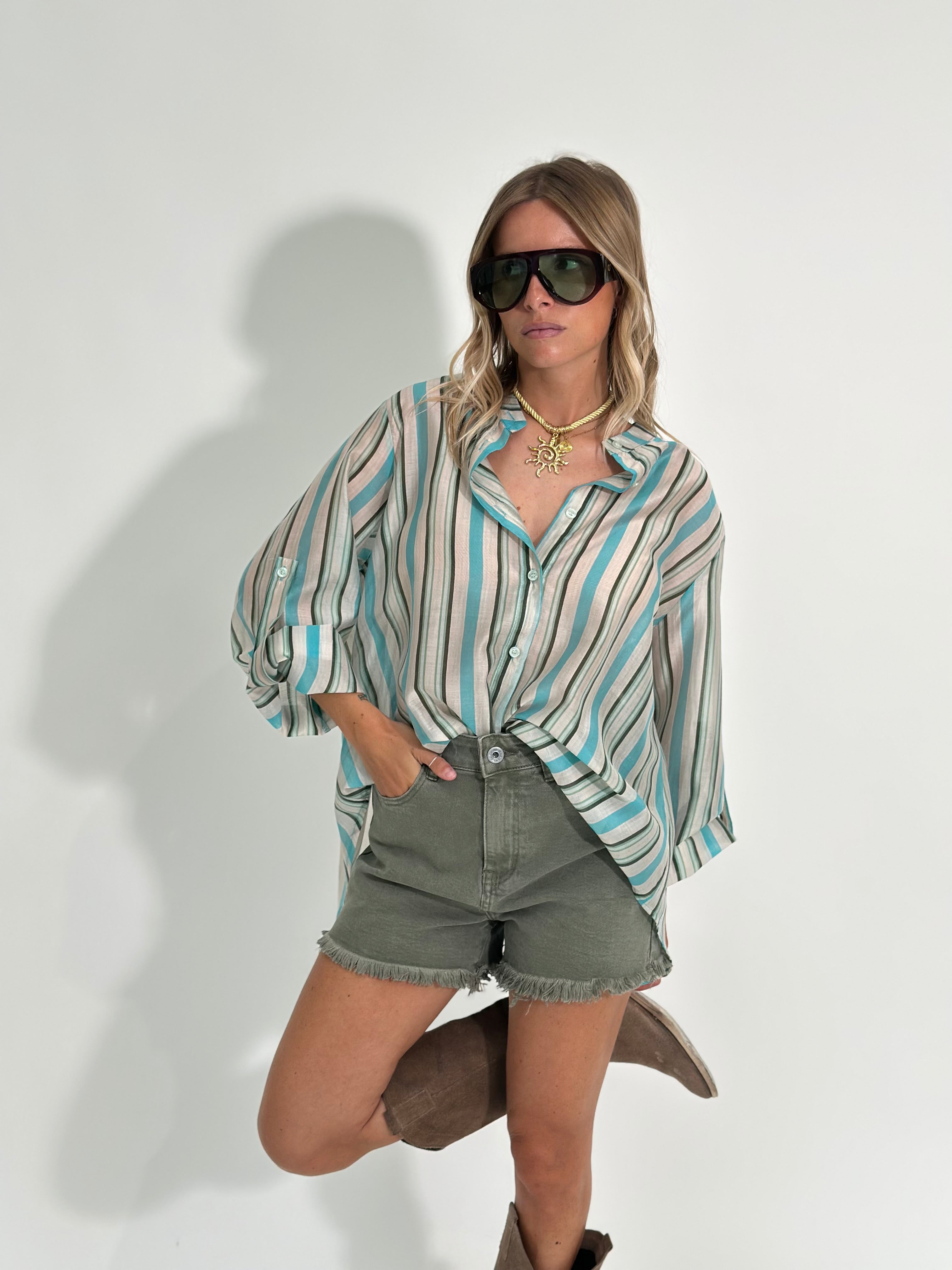 Camicia soft over 5592 VERDE ACQUA