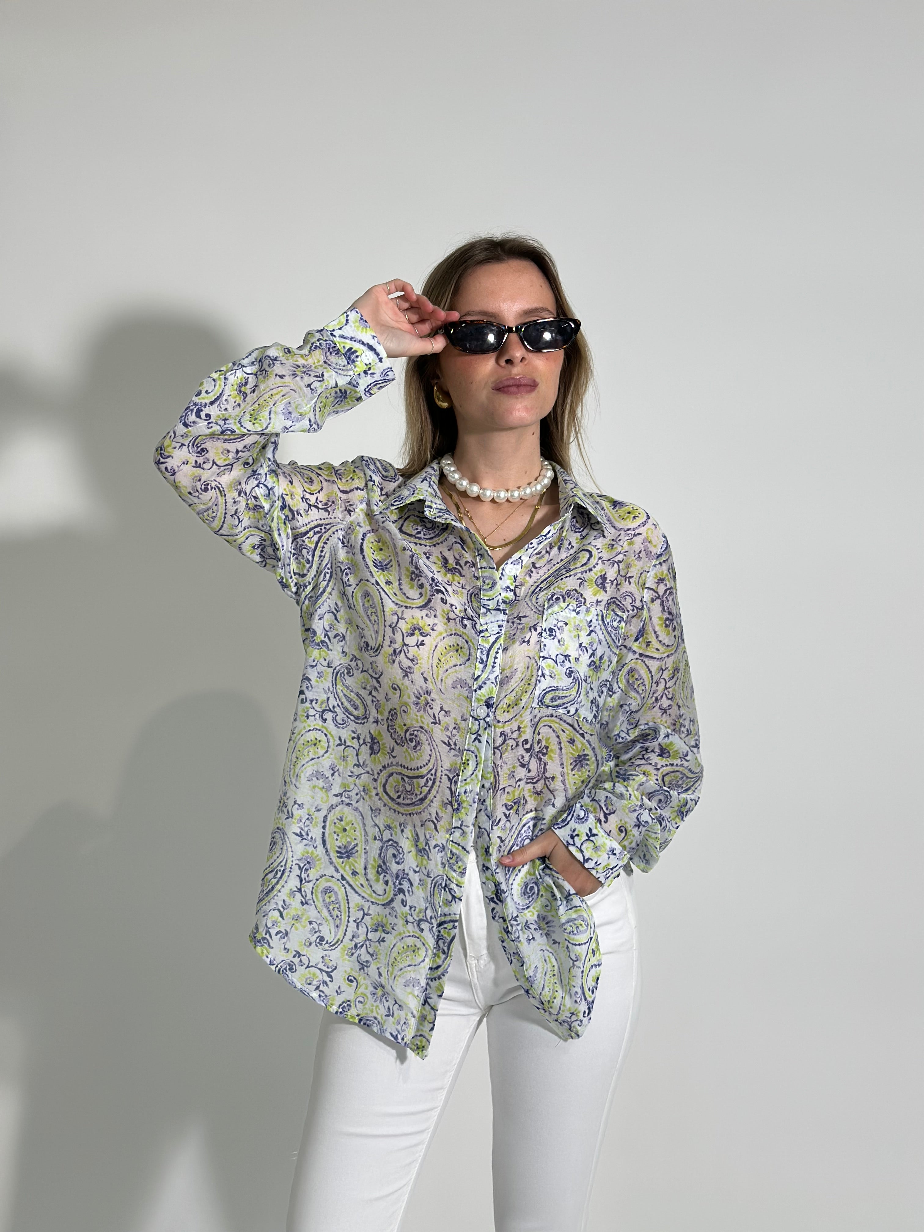 Camicia fantasia cashmere 1502 VERDE