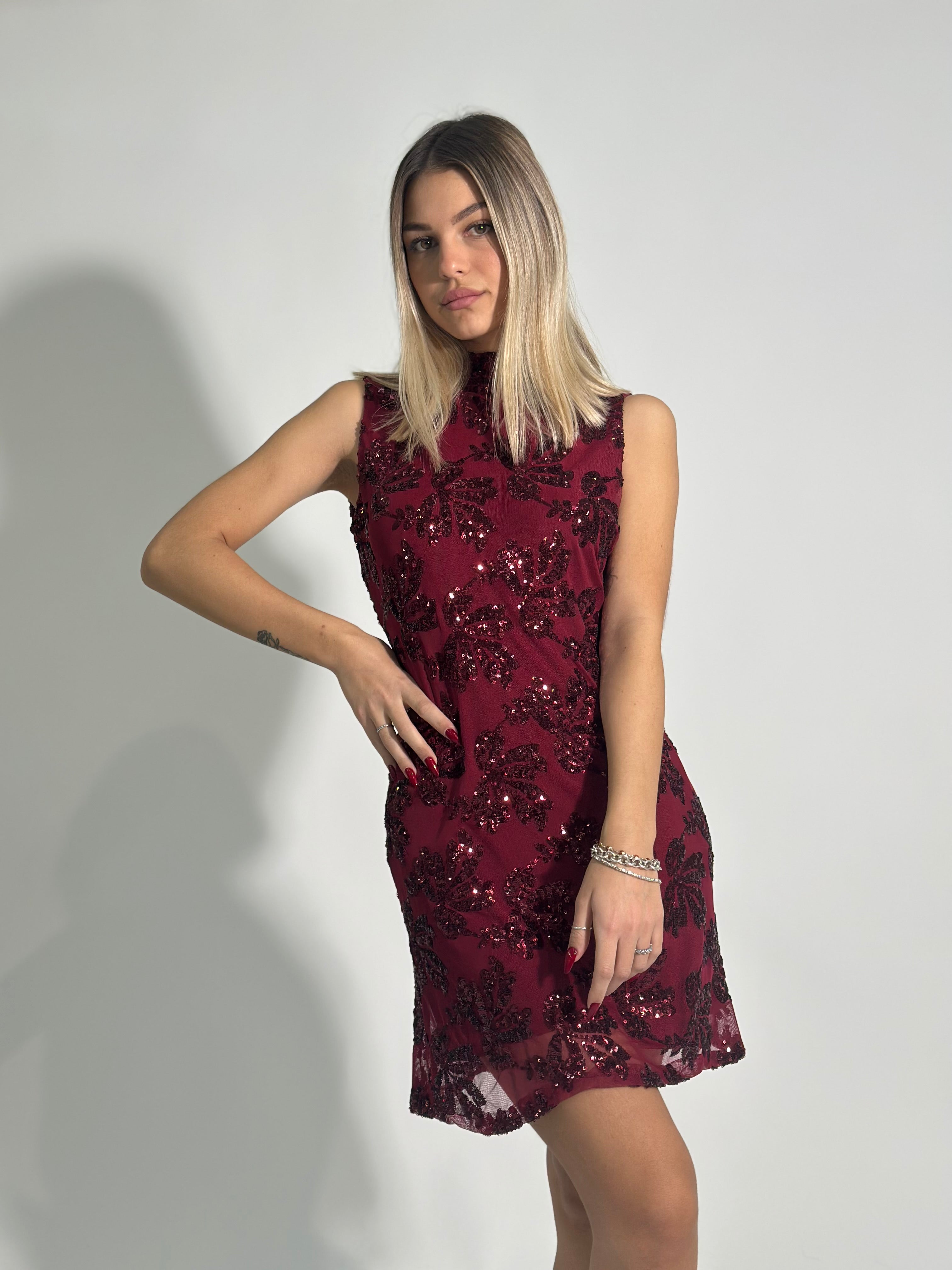 Abito tulle paillettes smanicato 8300