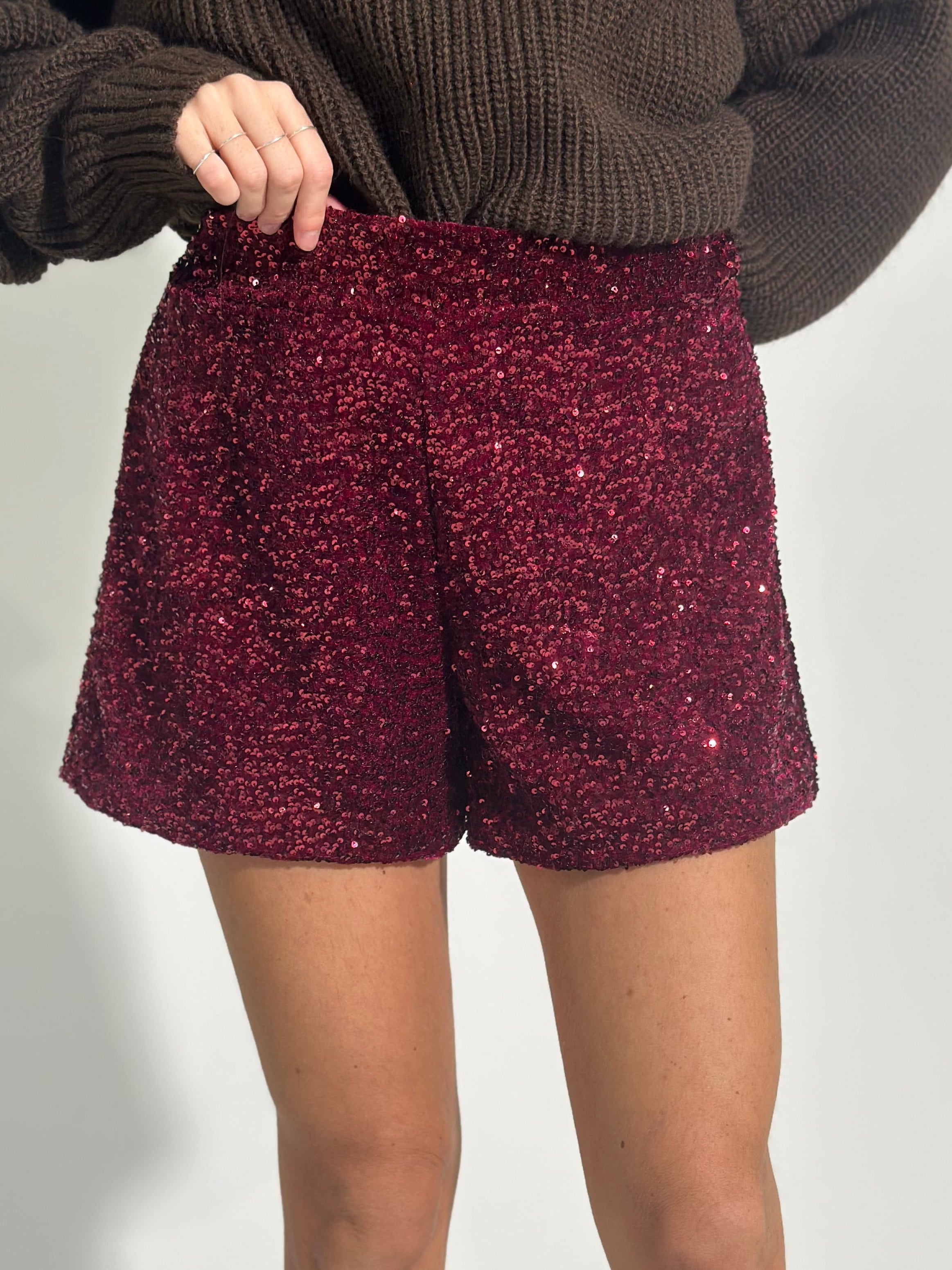 Shorts paillettes 92825 BURGUNDY