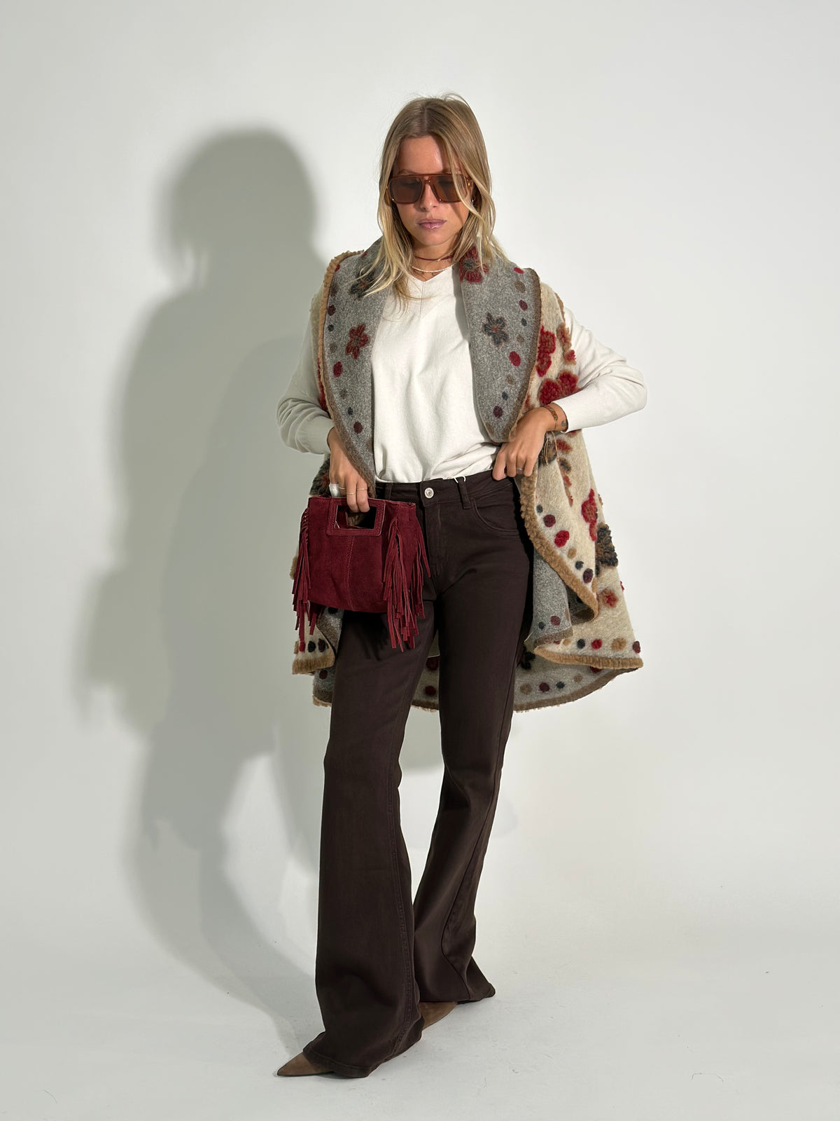 Giacca poncho 67041 PANNA