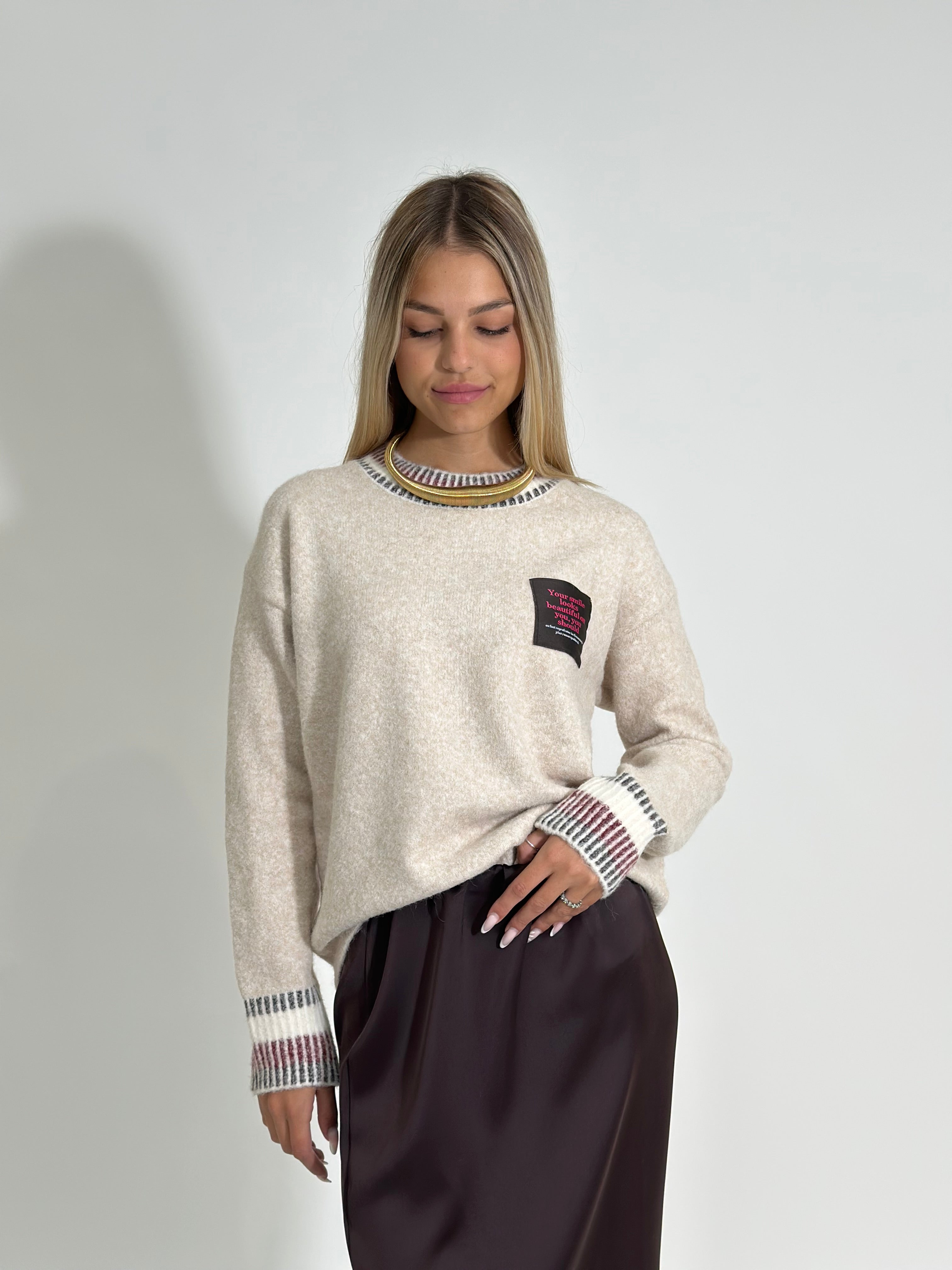 Maglia soft intarsio 4982526 BEIGE