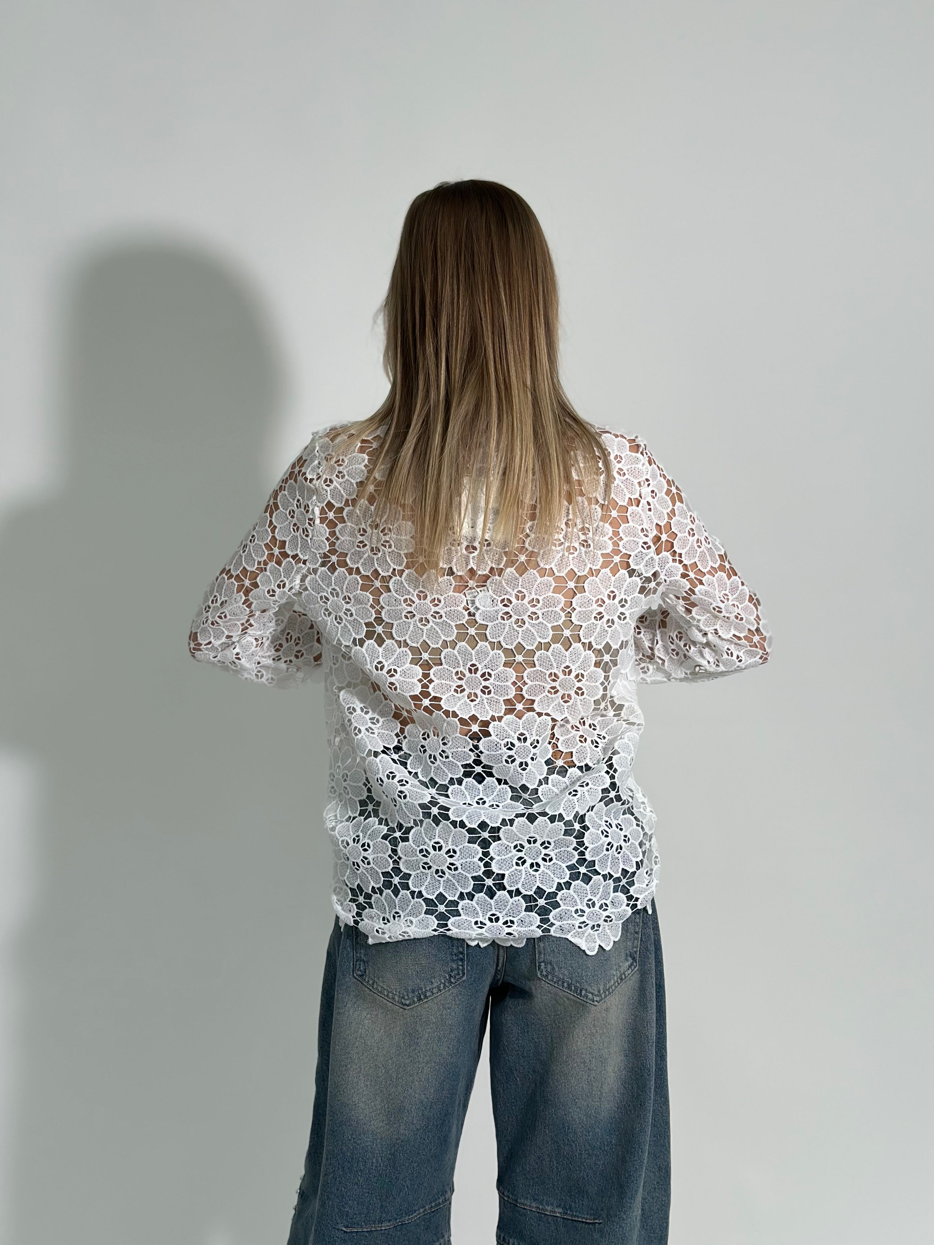 Camicia macramè fiori 18002