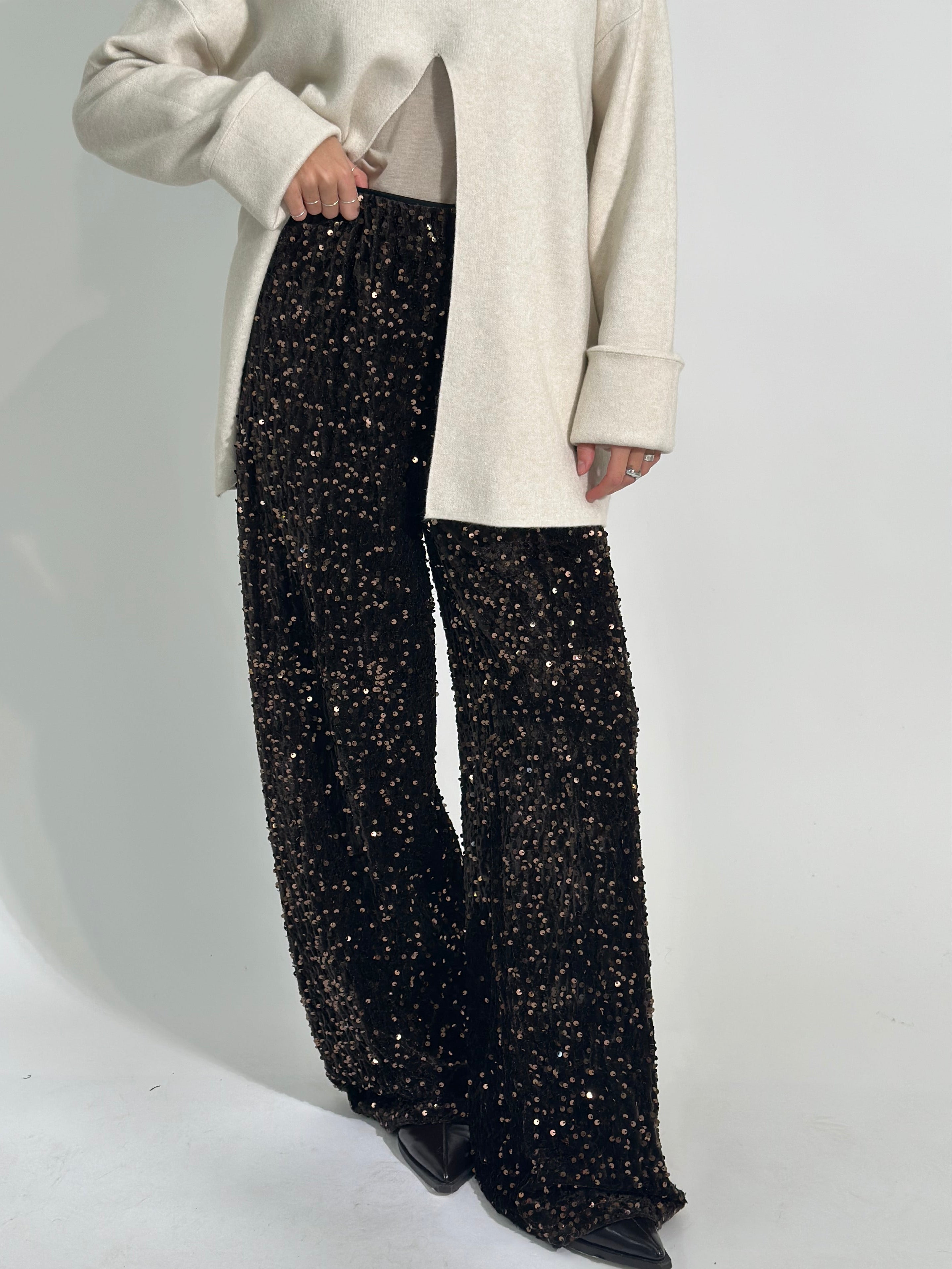 Pantalone paillettes 27833 MORO